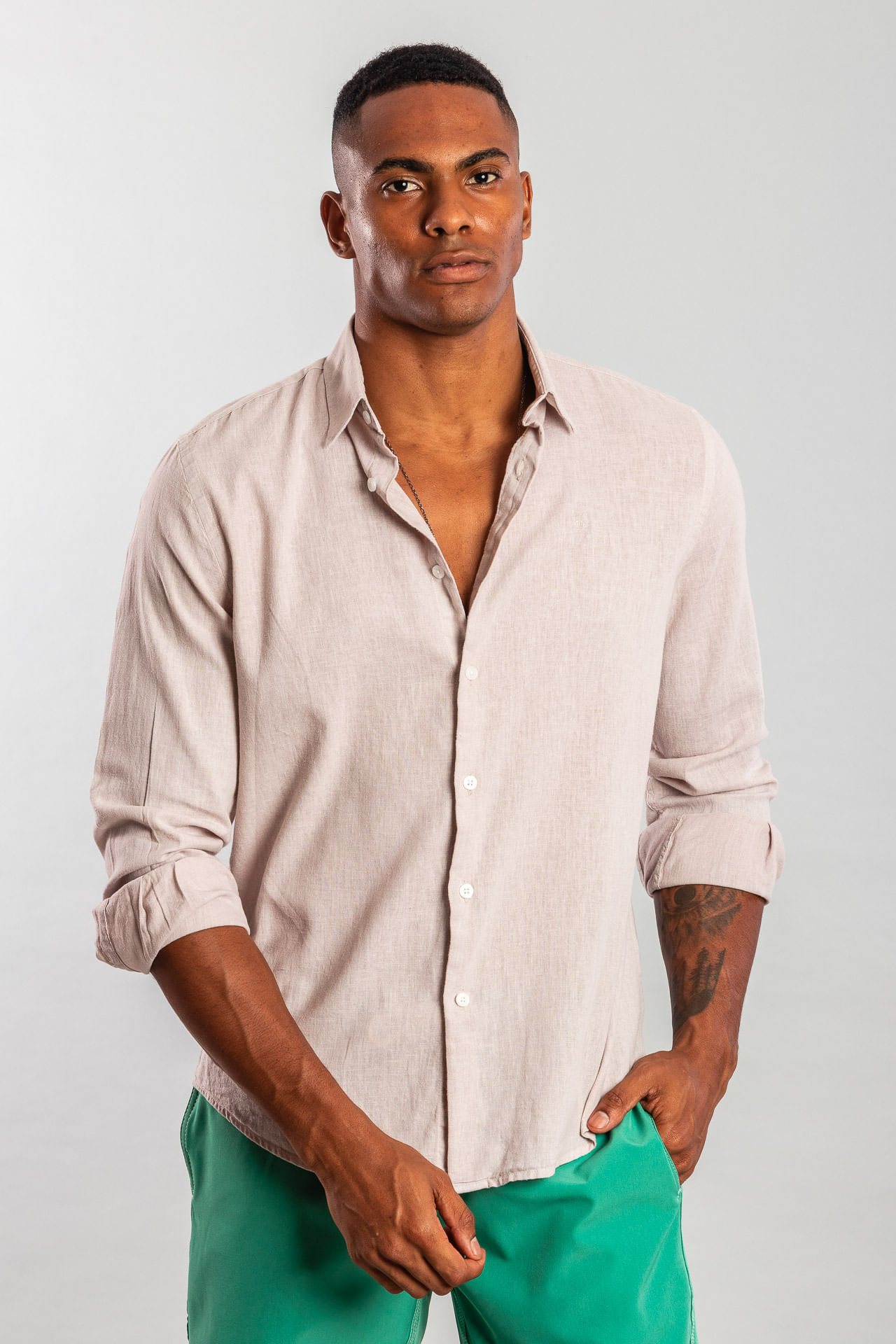 Camisa Manga Longa Linho S25 - Caqui