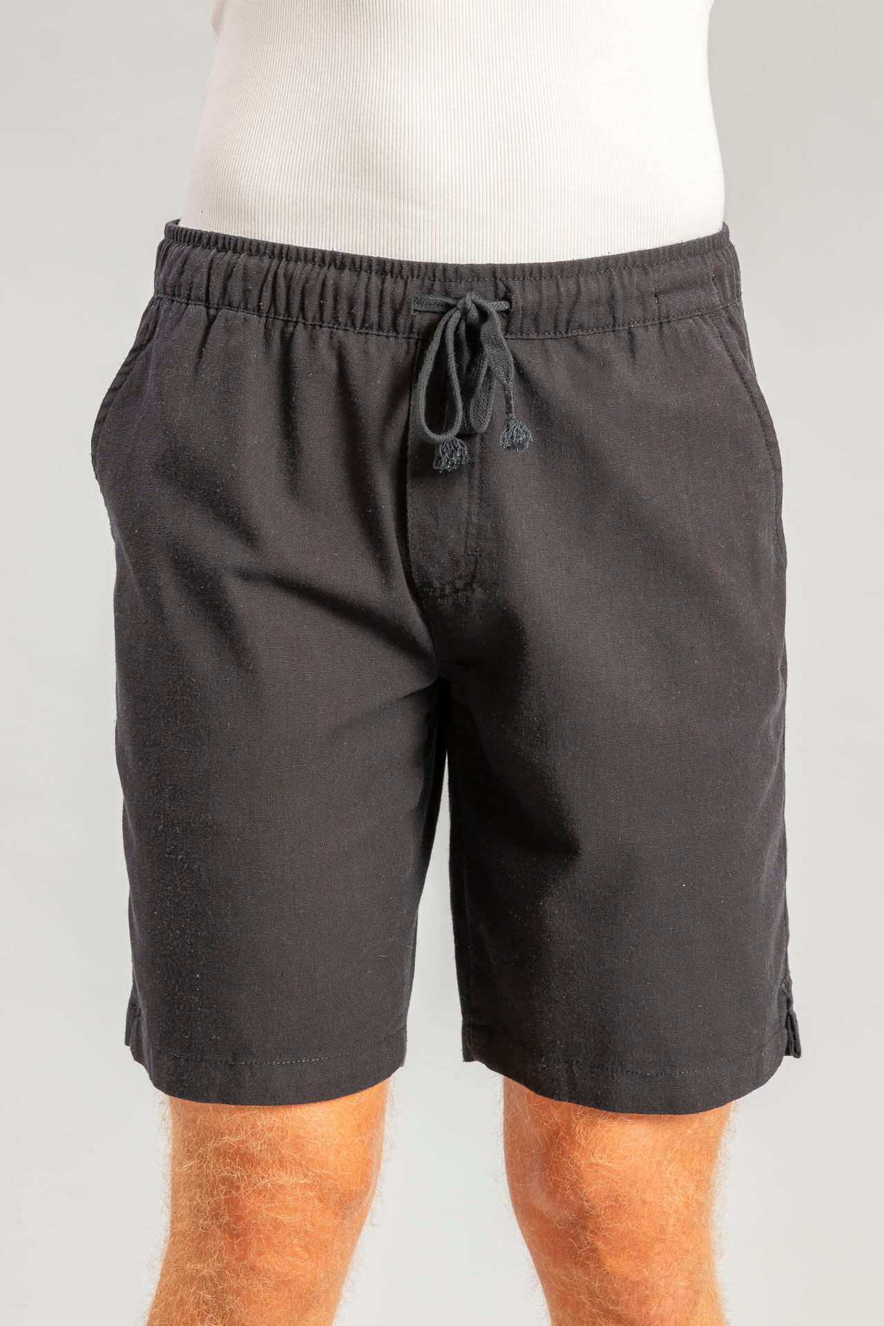 Bermuda Elástico Linho S25 - Preto