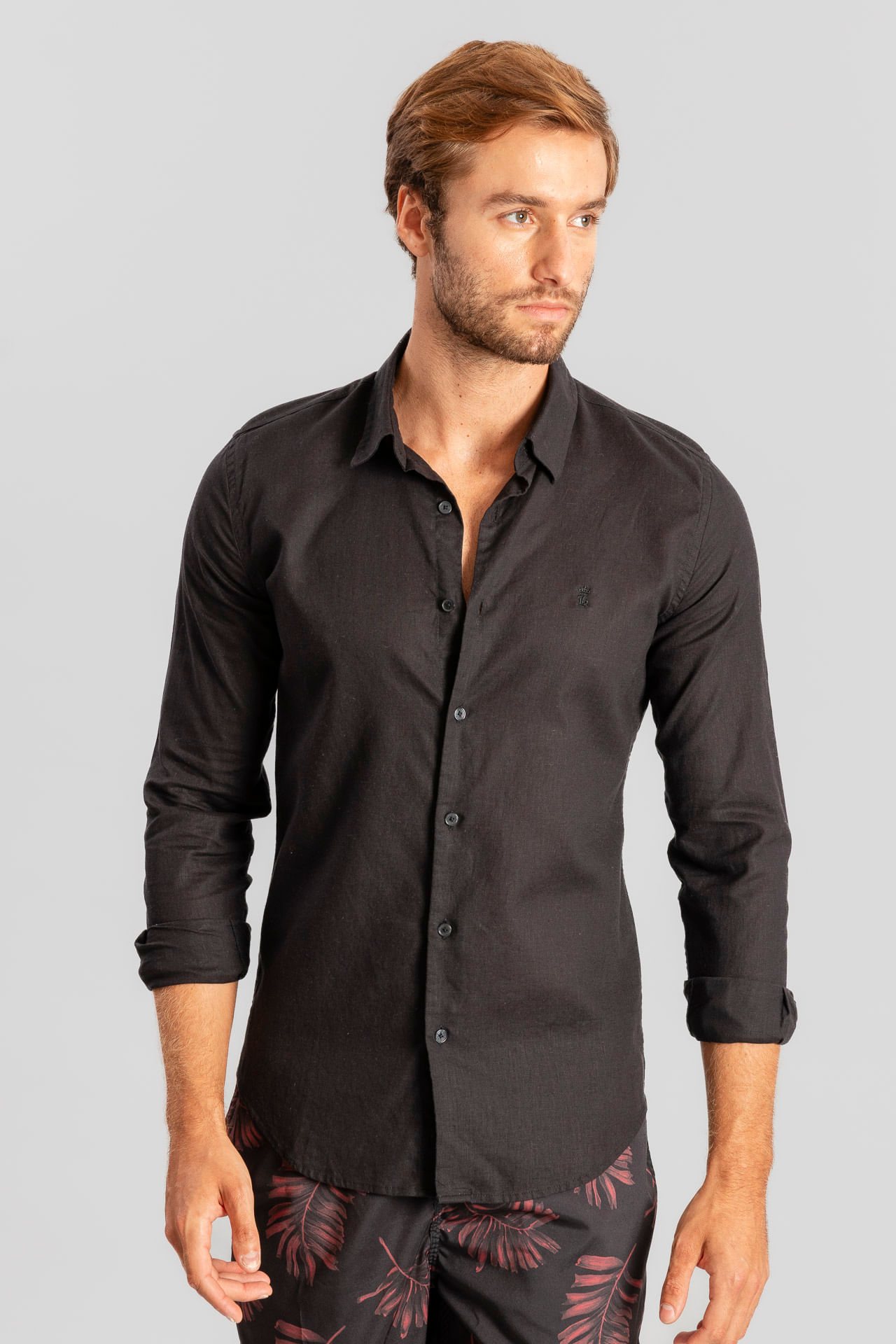 Camisa Manga Longa Linho S25 - Preto