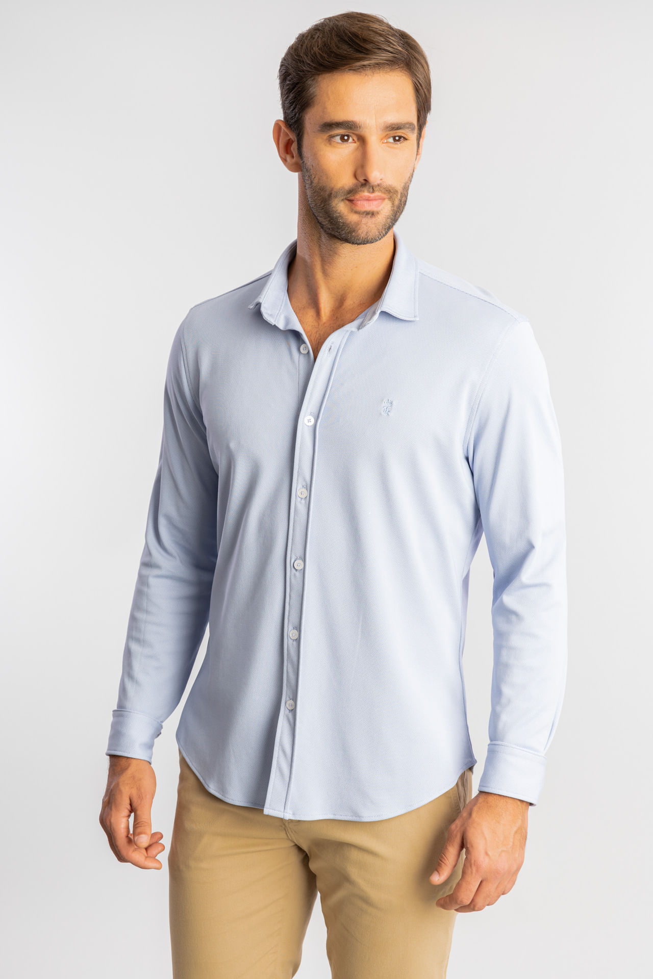 Camisa Power Maquinetada W25 - Azul Claro