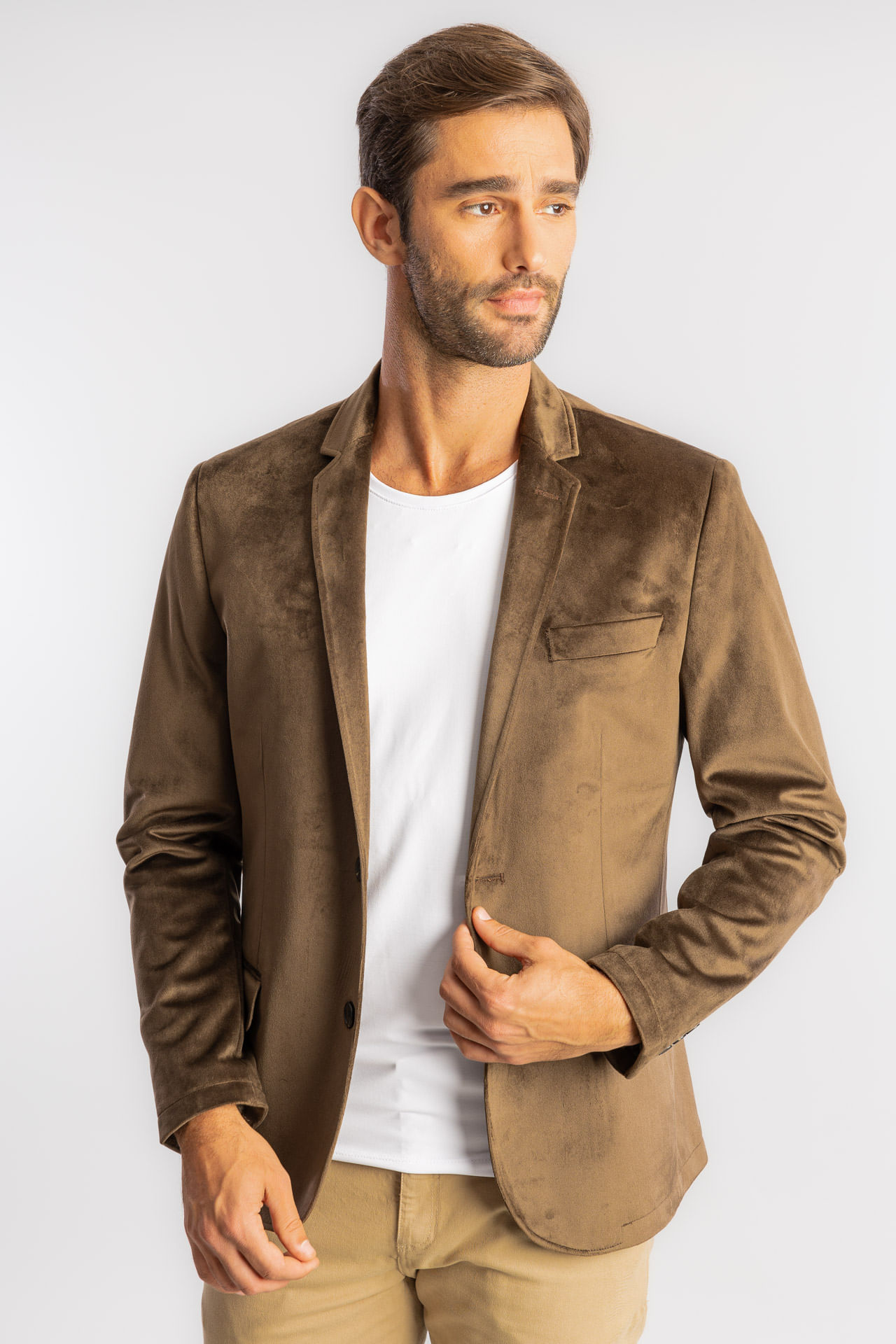 Blazer Veludo Liso W25 - Marrom