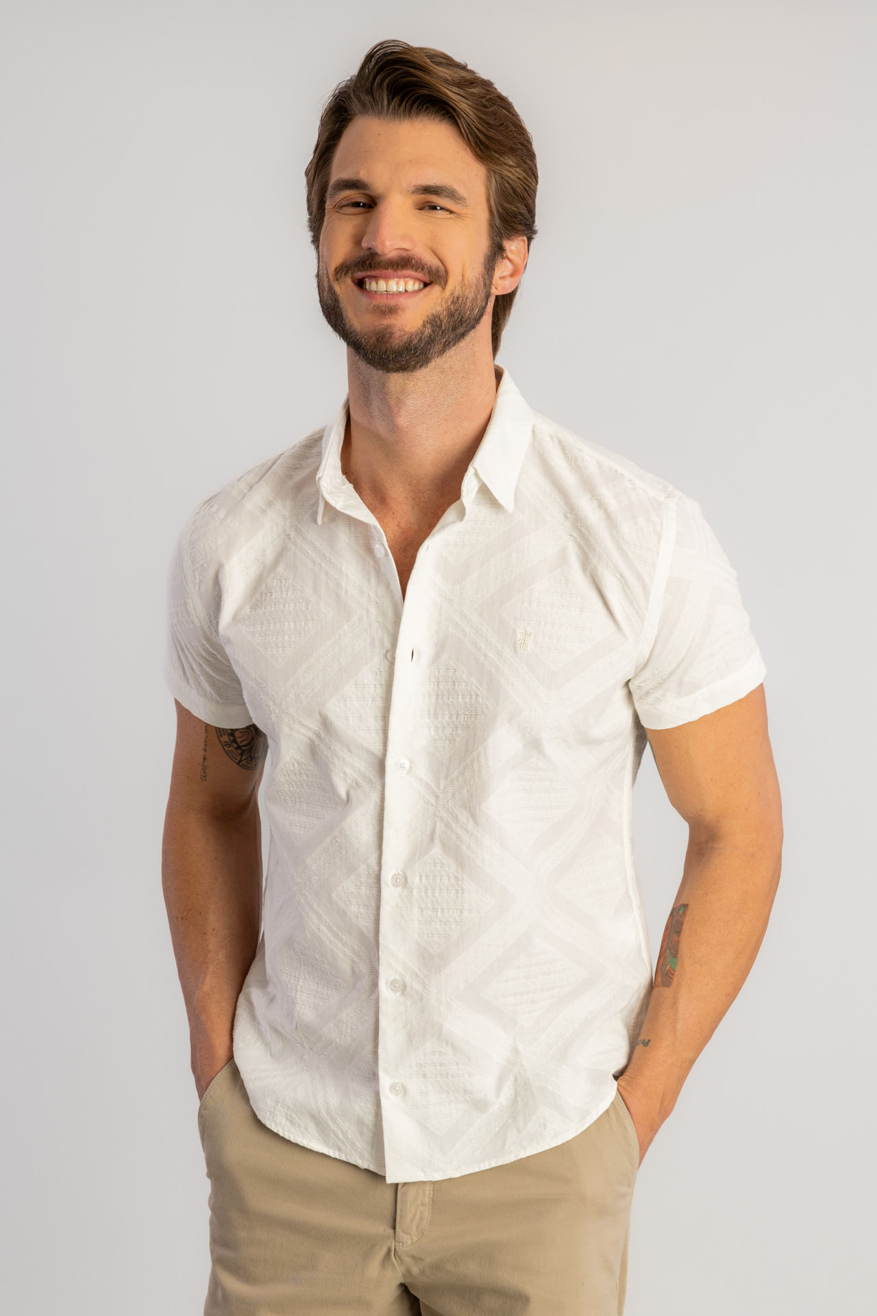 Camisa Jacquard Etnico W25 - Off White