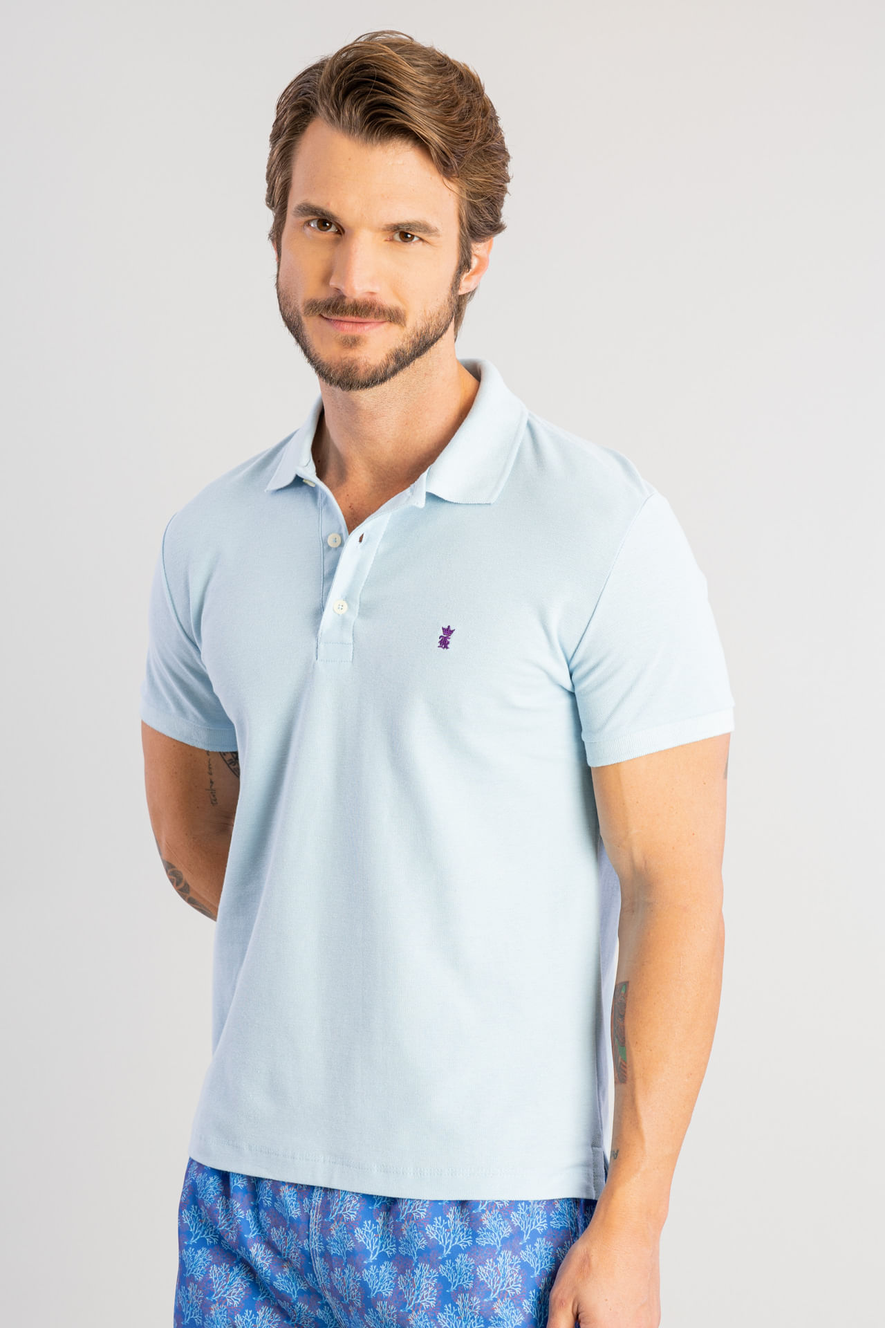 Camisa Polo Básica Piquet W25 - Azul Claro