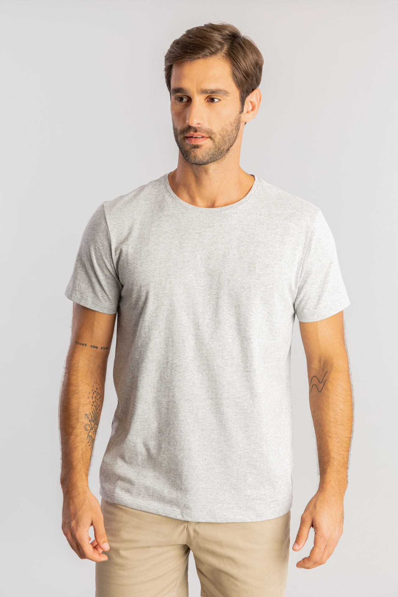 Camiseta Básica Gola Careca W25 - Mescla