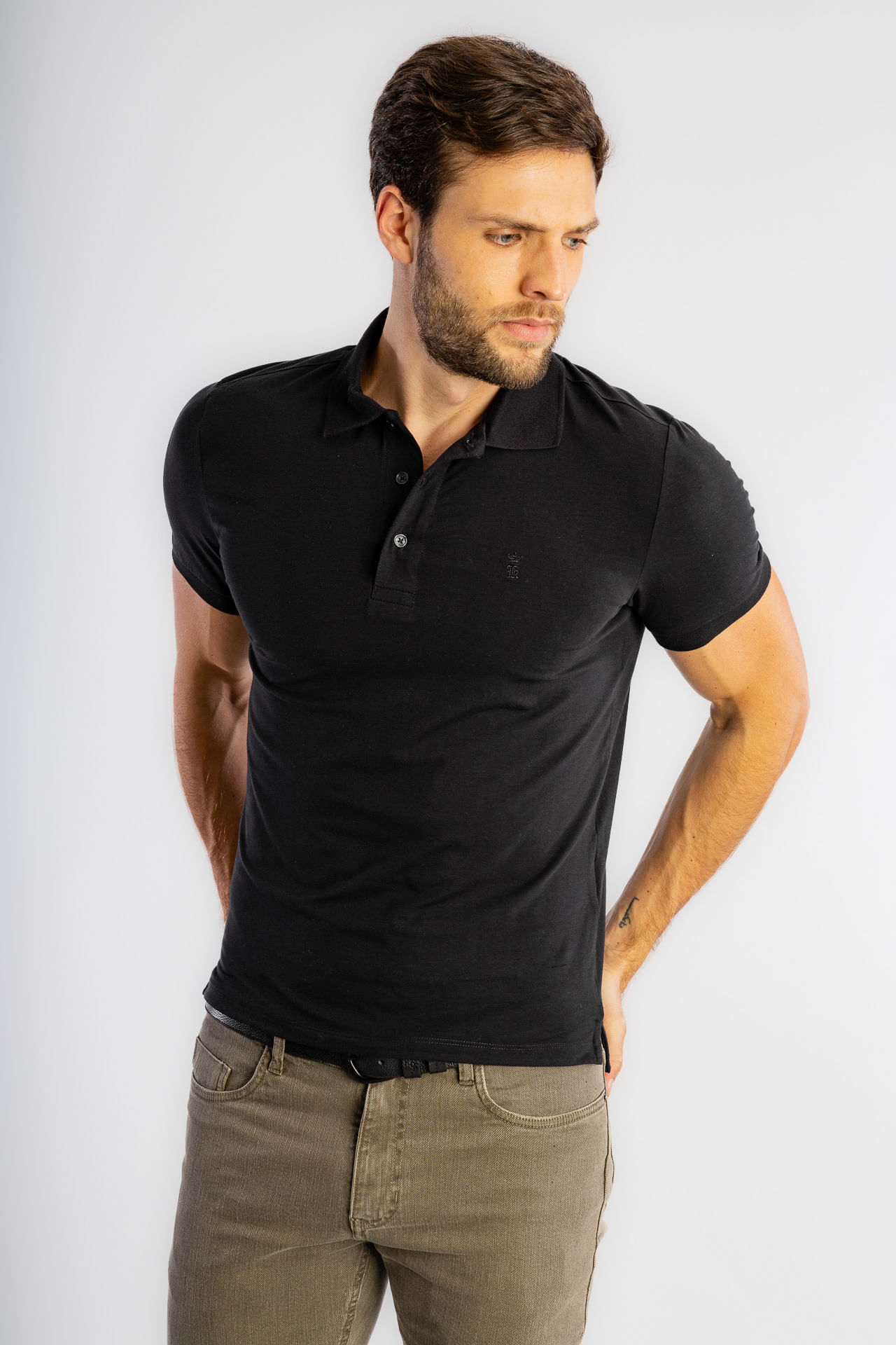 Camisa Polo Algodão Pima W25 - Preto