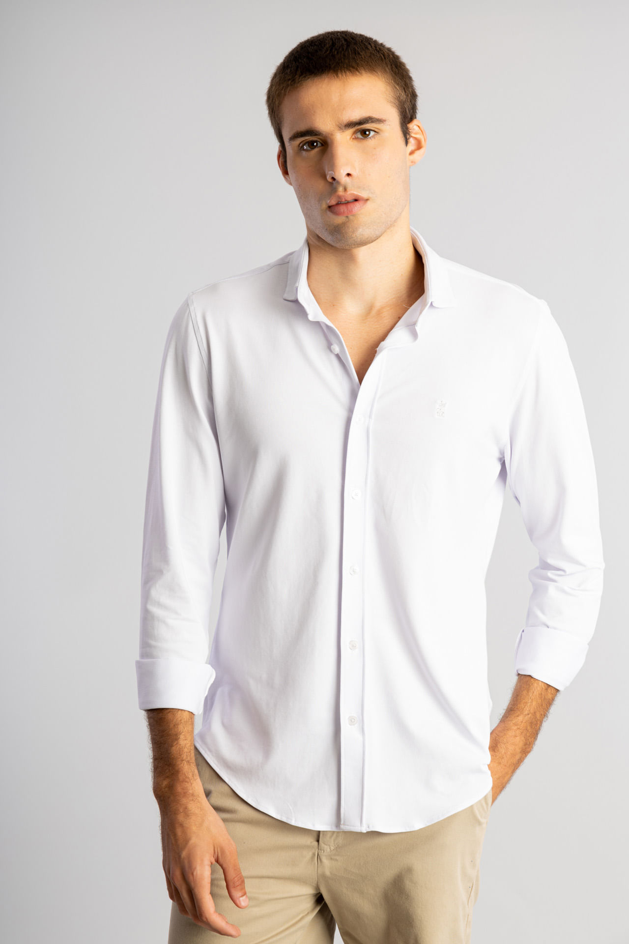 Camisa em Piquet Elastano W25 - Branco