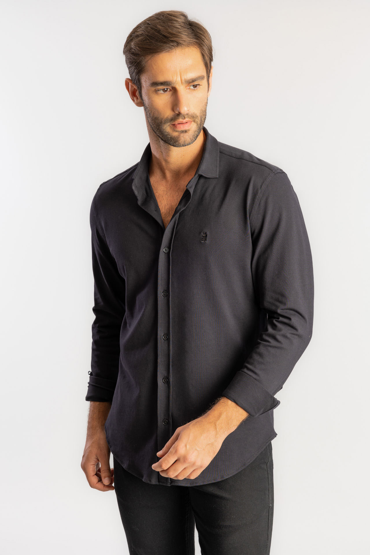 Camisa em Piquet Elastano W25 - Preto