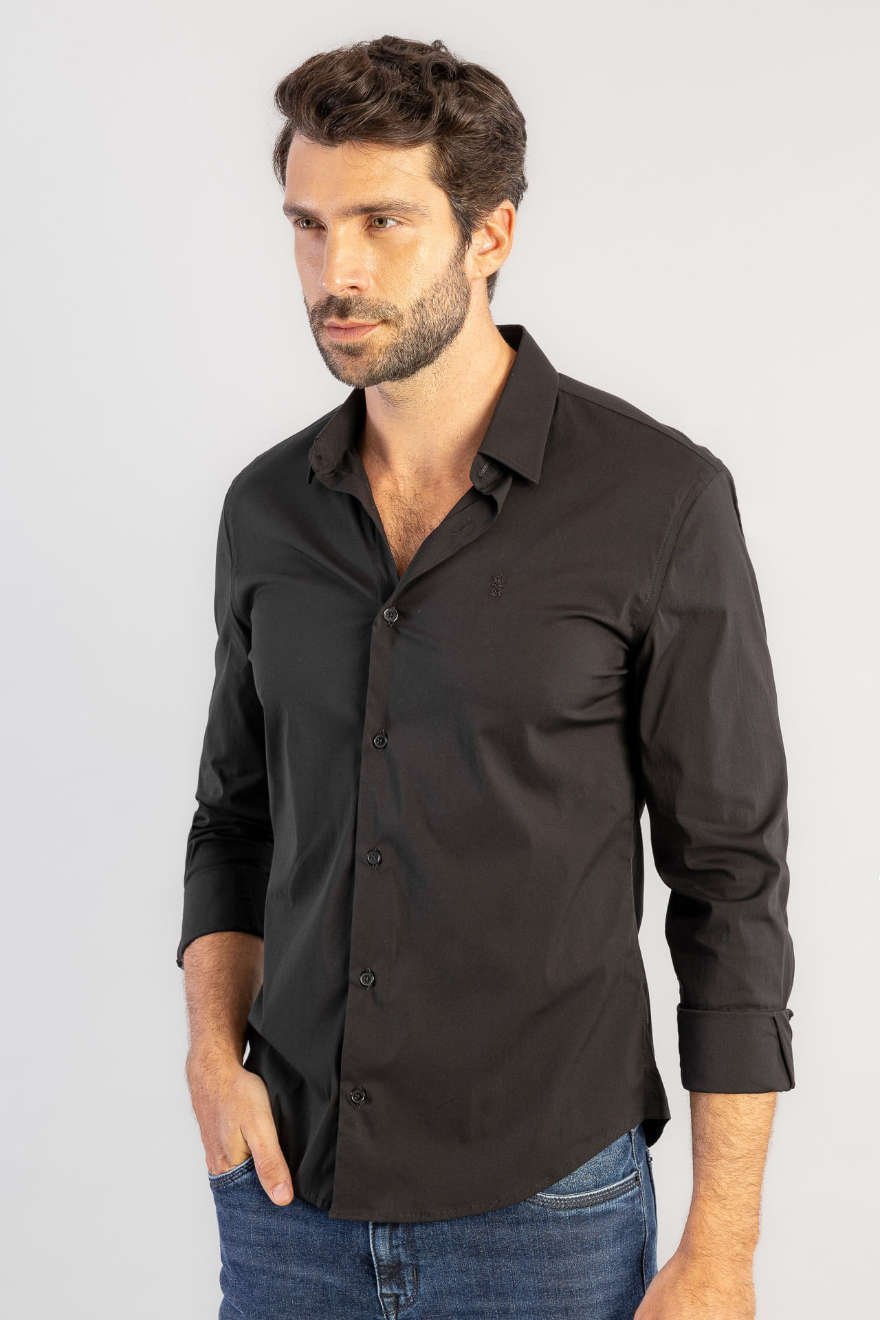 Camisa Tricoline Elastano S26 - Preto