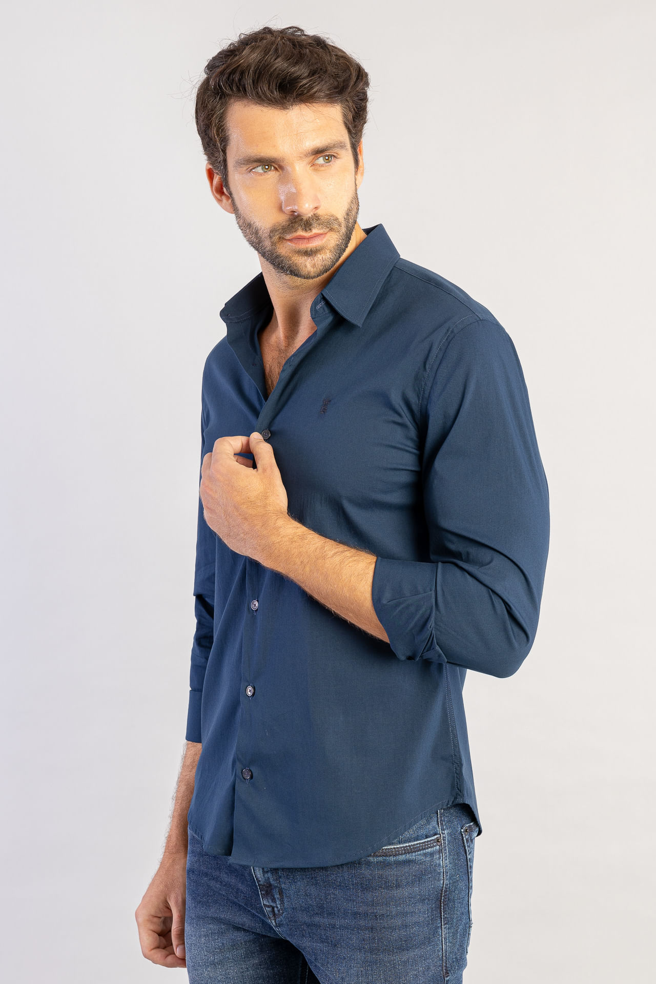Camisa Tricoline Elastano S26 - Marinho