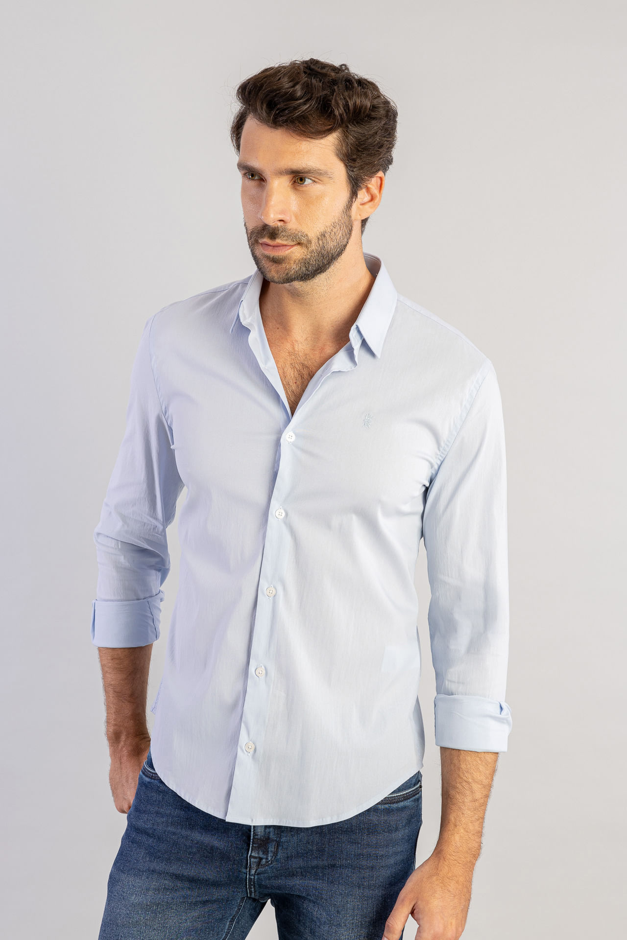 Camisa Tricoline Elastano S26 - Azul Claro