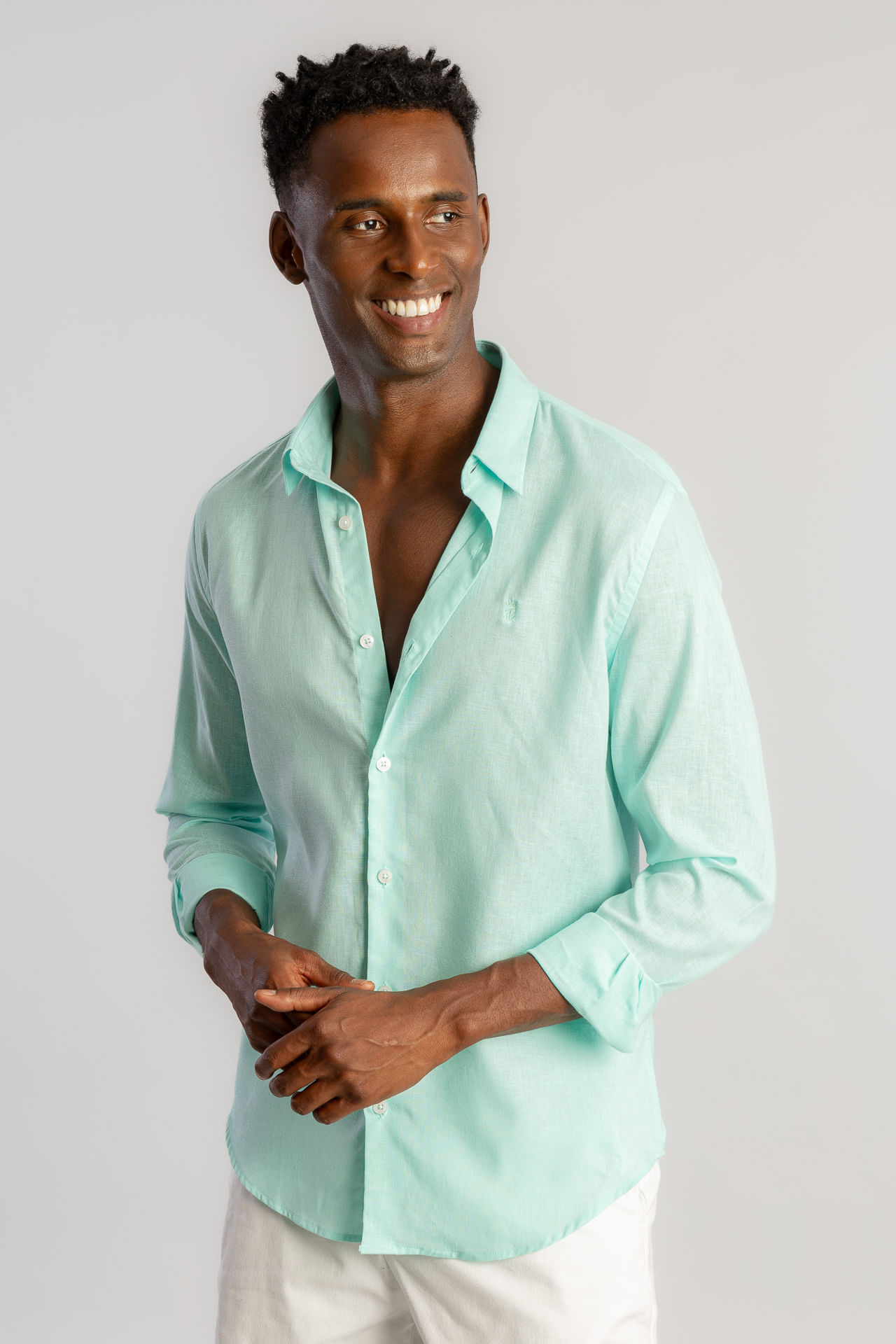 Camisa Linho S26 - Turquesa