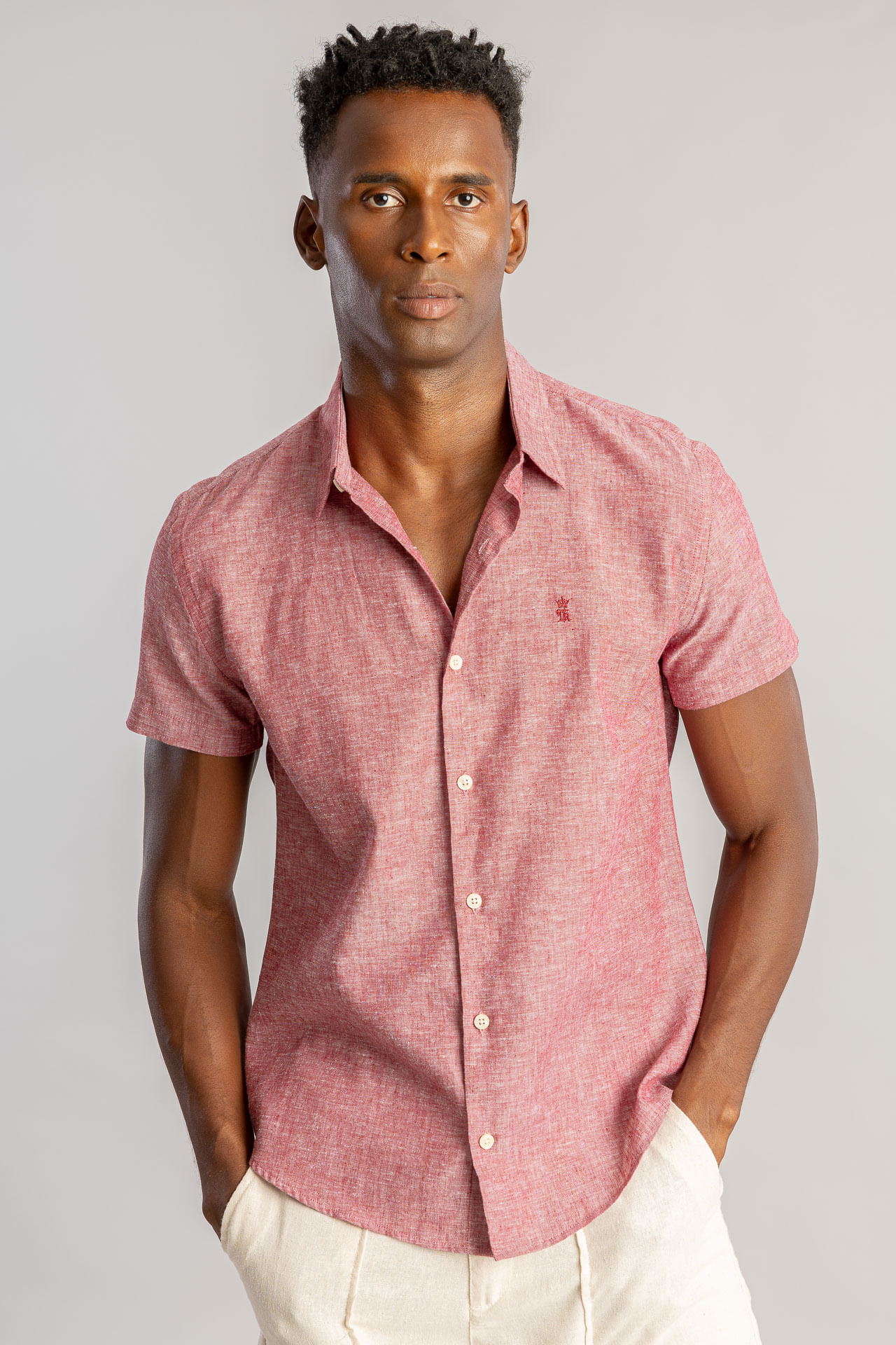 Camisa MC Linho S26 - Bordo