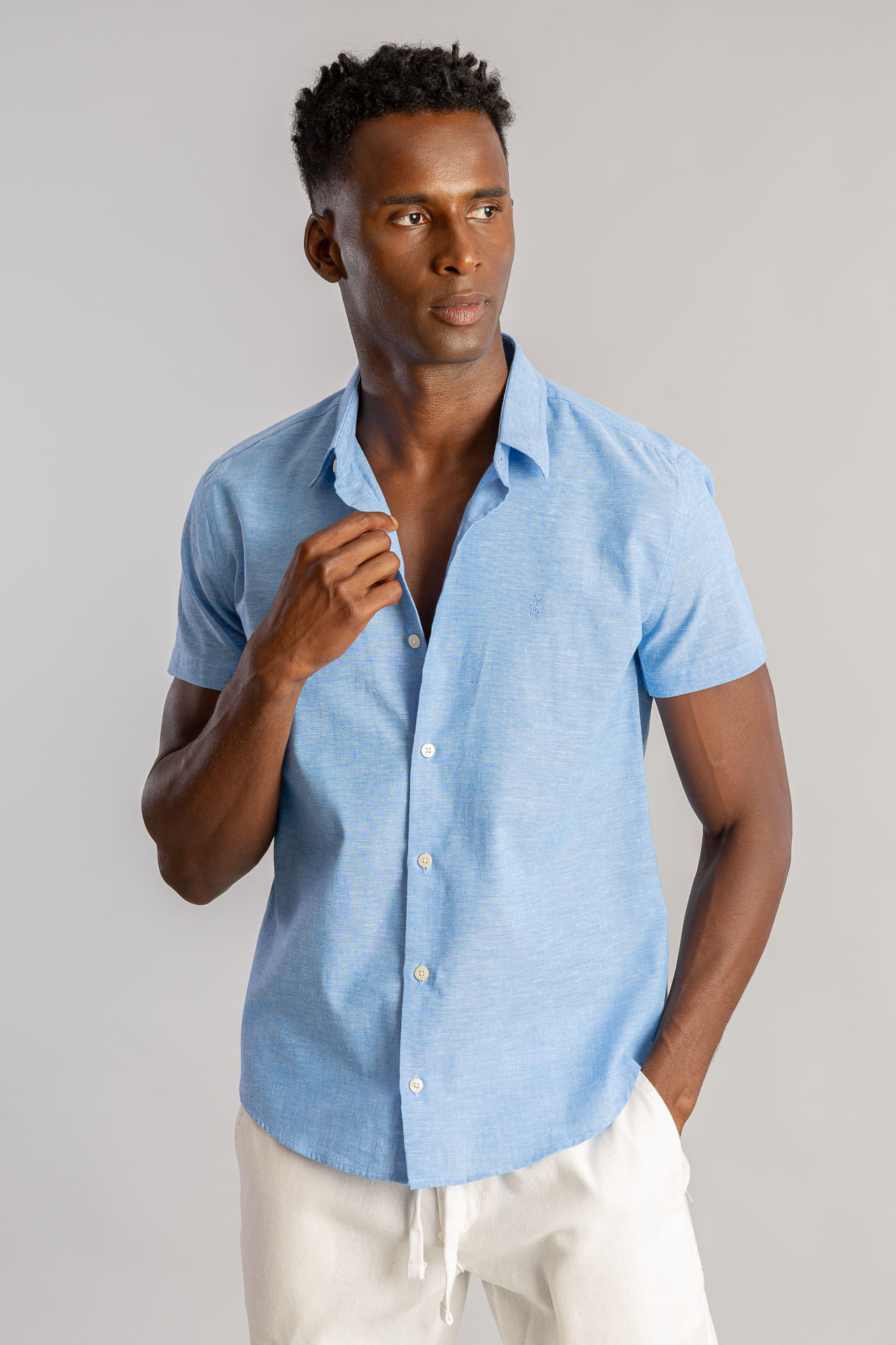 Camisa MC Linho S26 - Azul