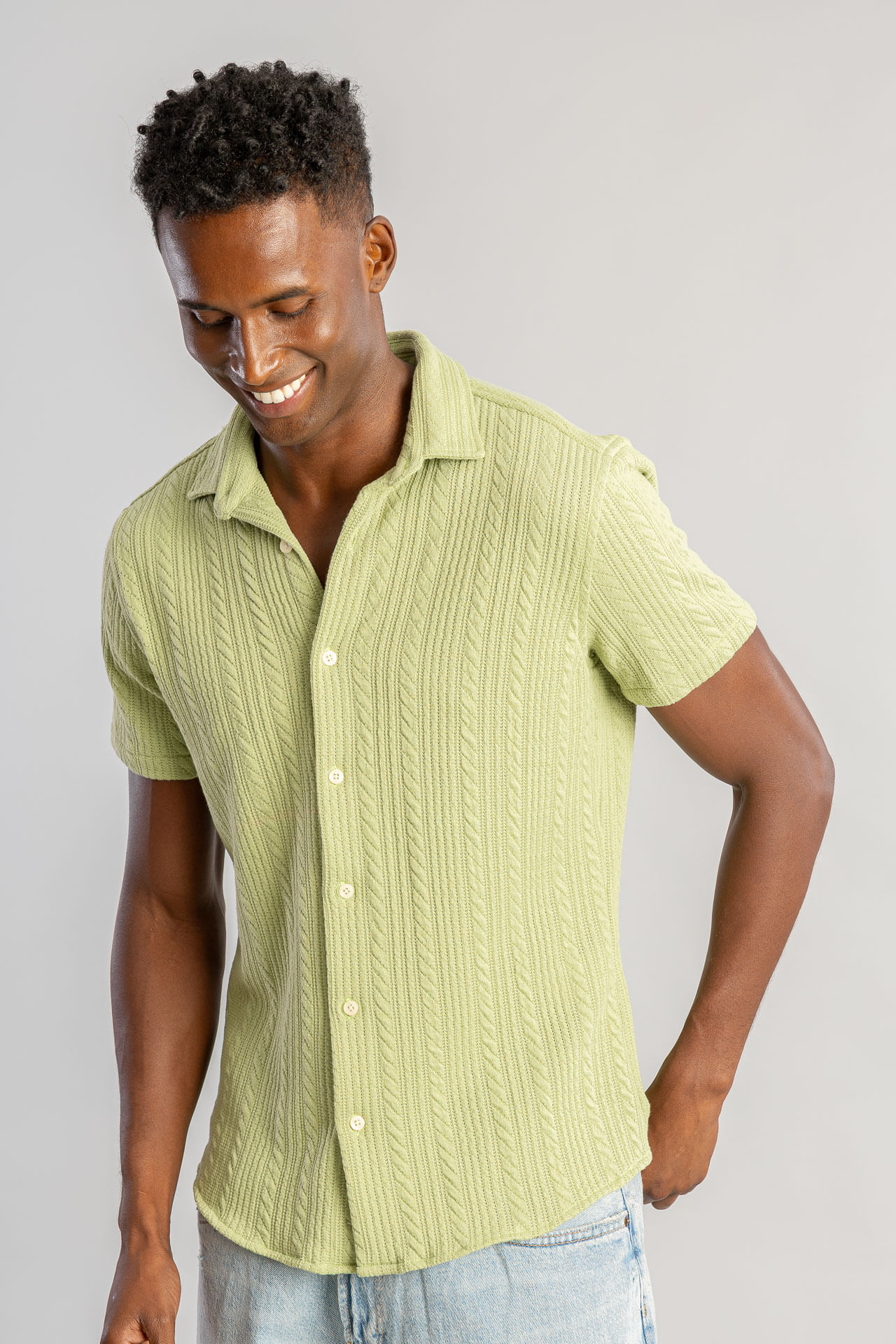 Camisa Malha Tricot Trança S26 - Verde