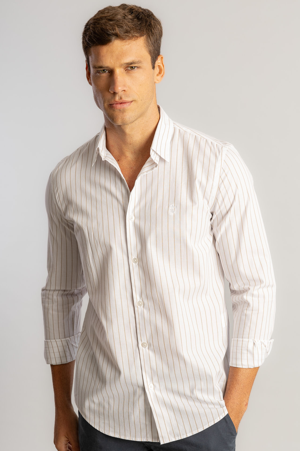 Camisa Listrada Fantasy S26 - Caqui