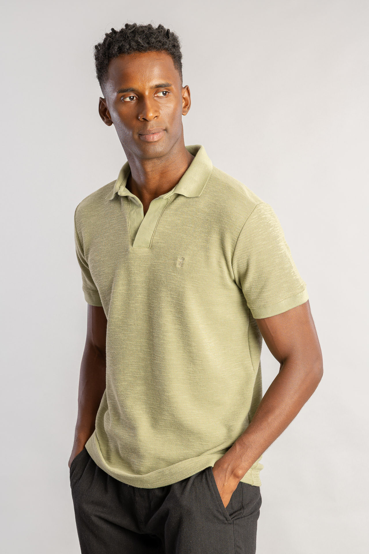 Camisa Polo Tricot Sem Botão S26 -  Verde Claro