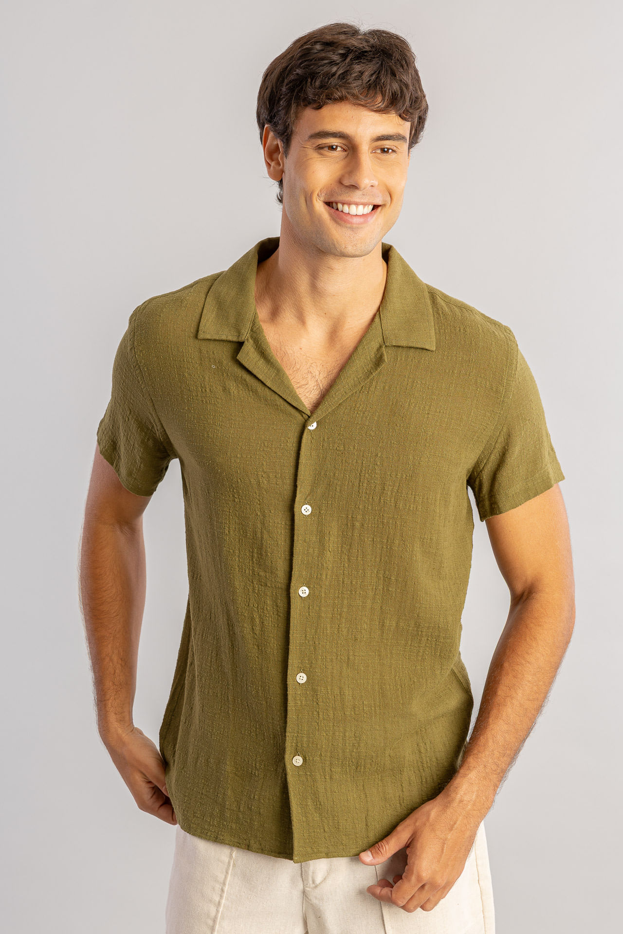 Camisa Rústica Gola Turista S26 - Verde Musgo