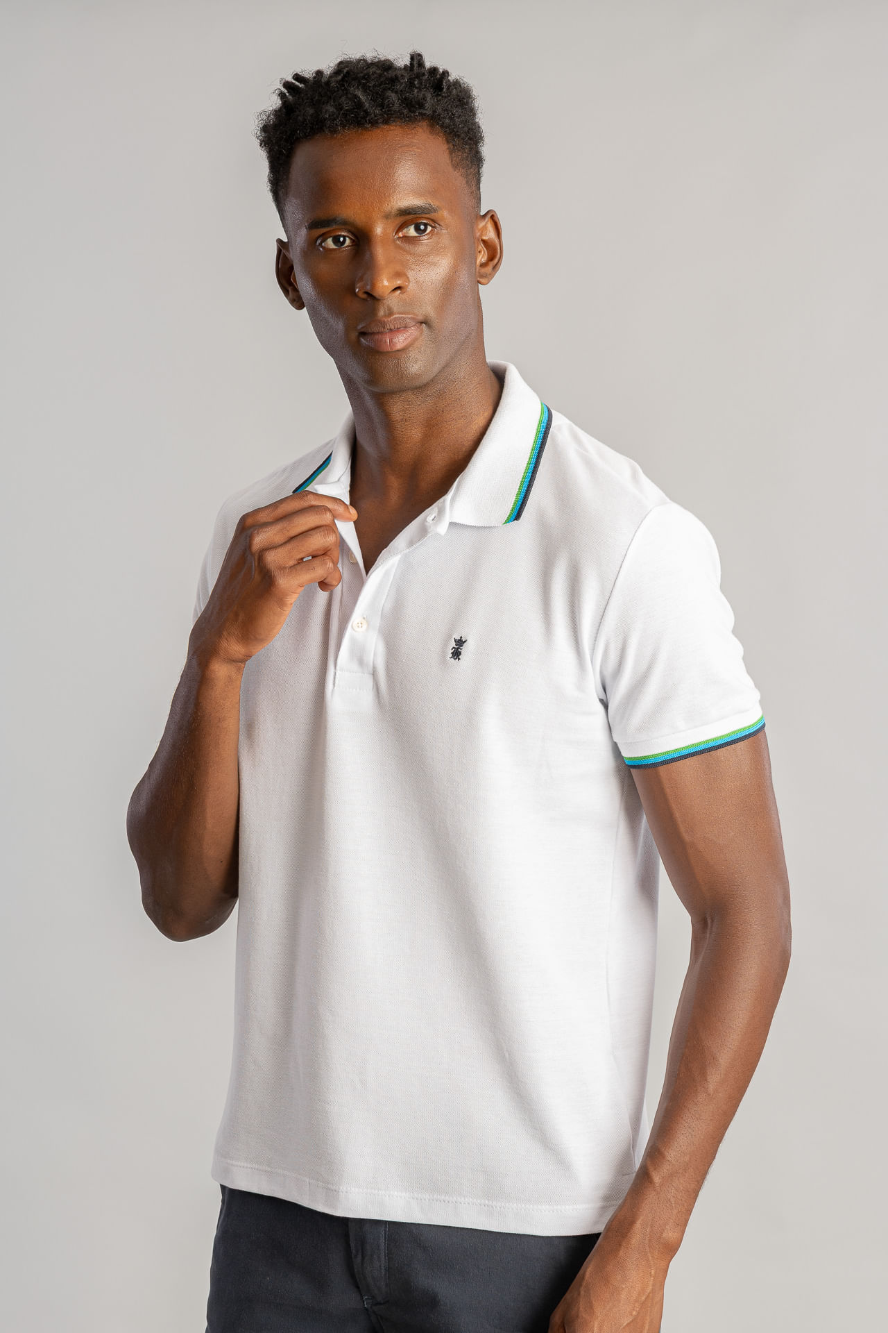 Camisa Polo Frisos Tricolor S26 - Branco