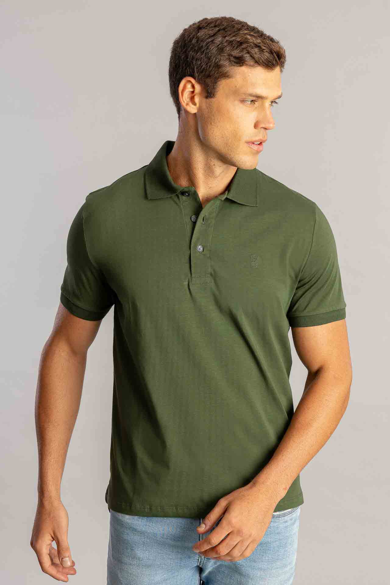 Camisa Polo Algodão Pima S26 - Verde Militar