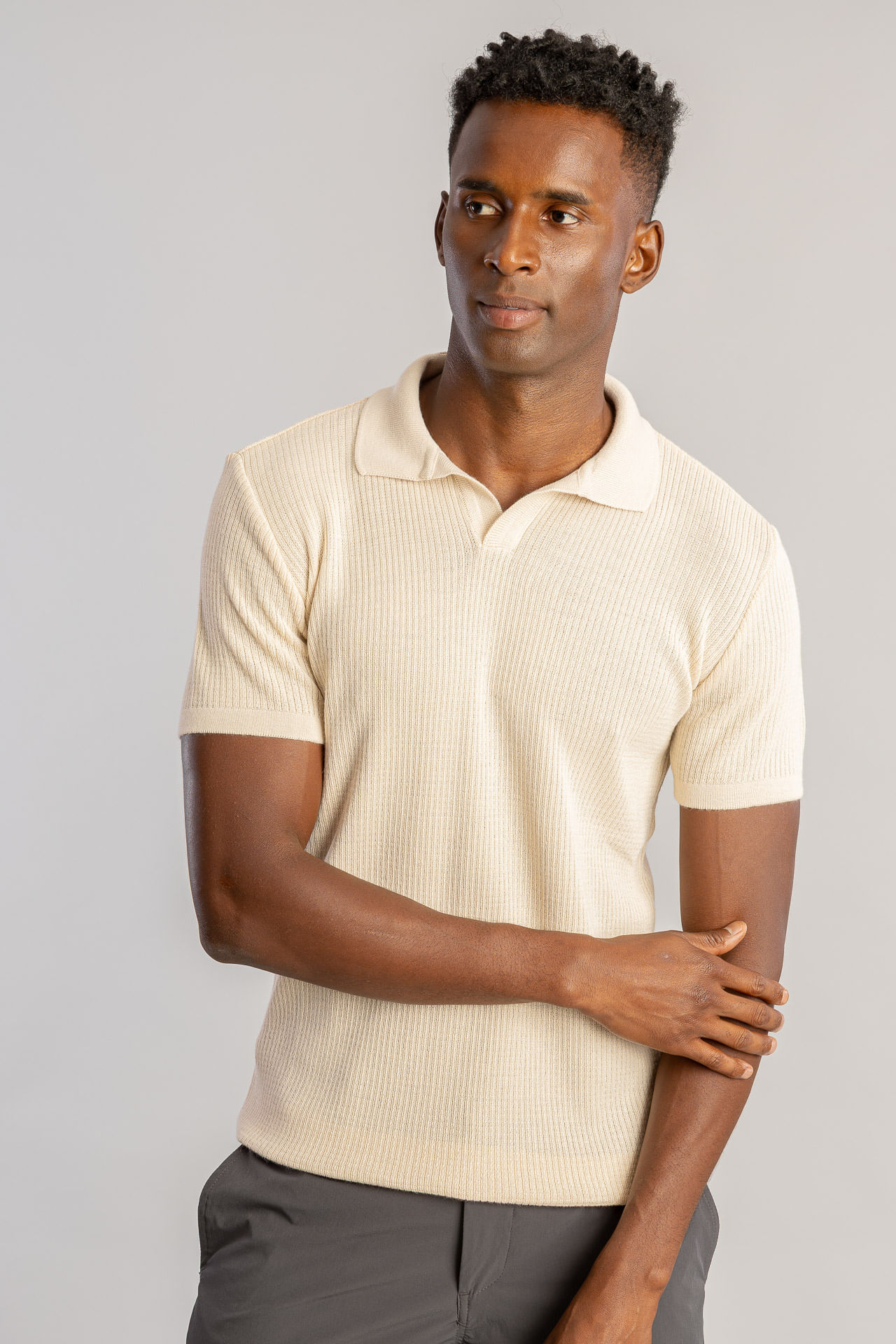 Camisa Polo Tricot Canelado S26 - Areia