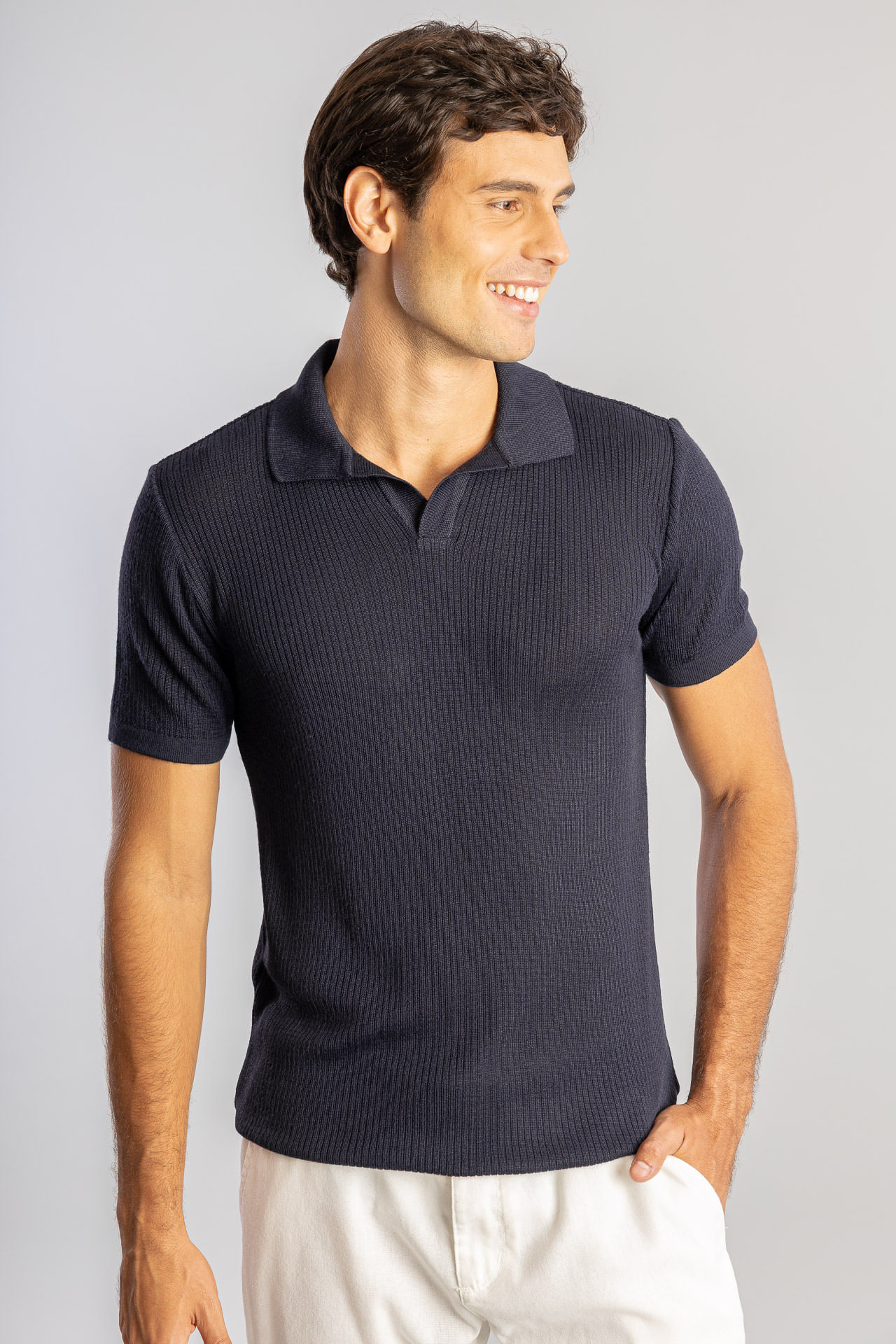 Camisa Polo Tricot Canelado S26 - Marinho