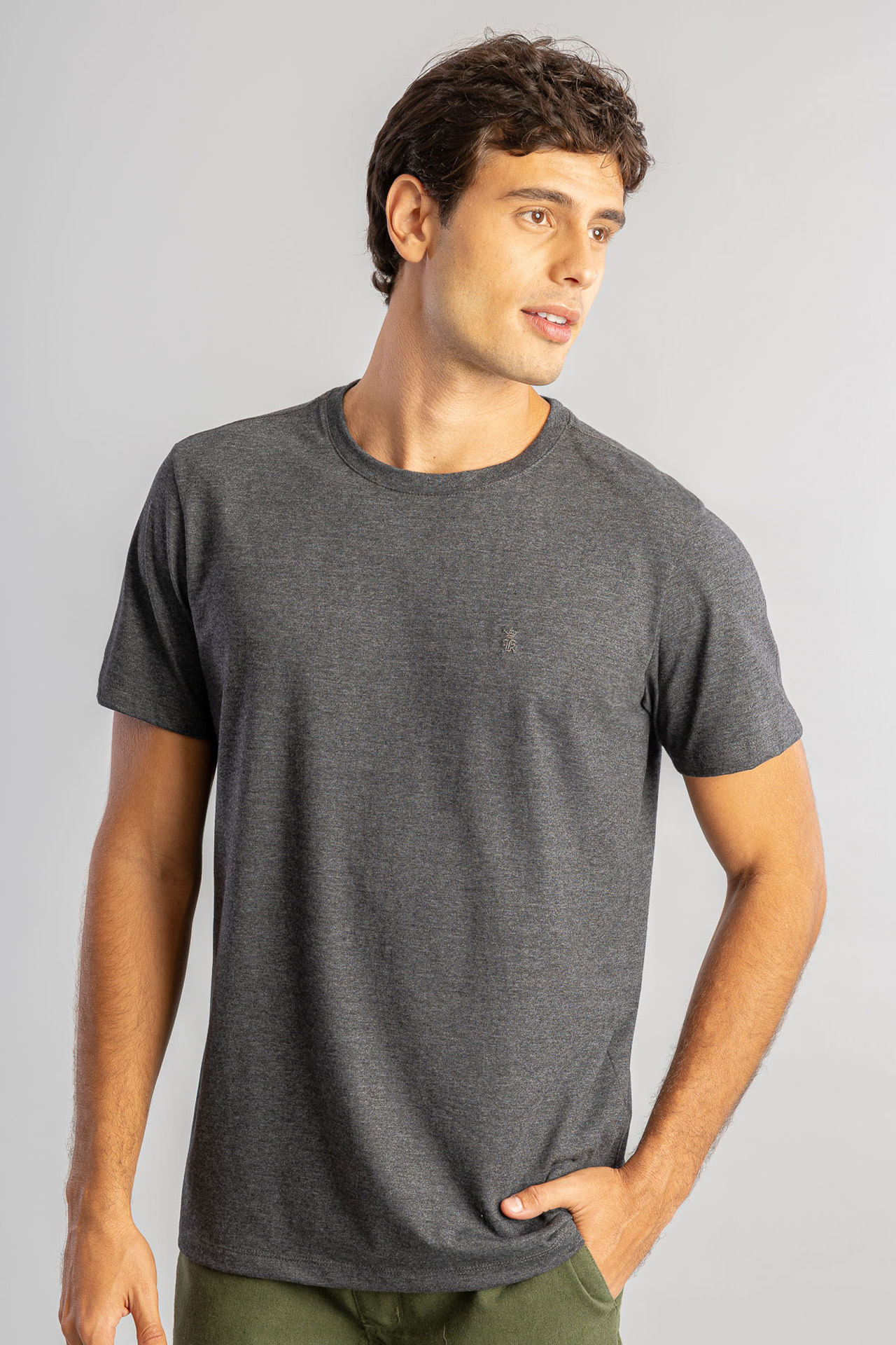 Camiseta Gola Careca - Mescla Escuro