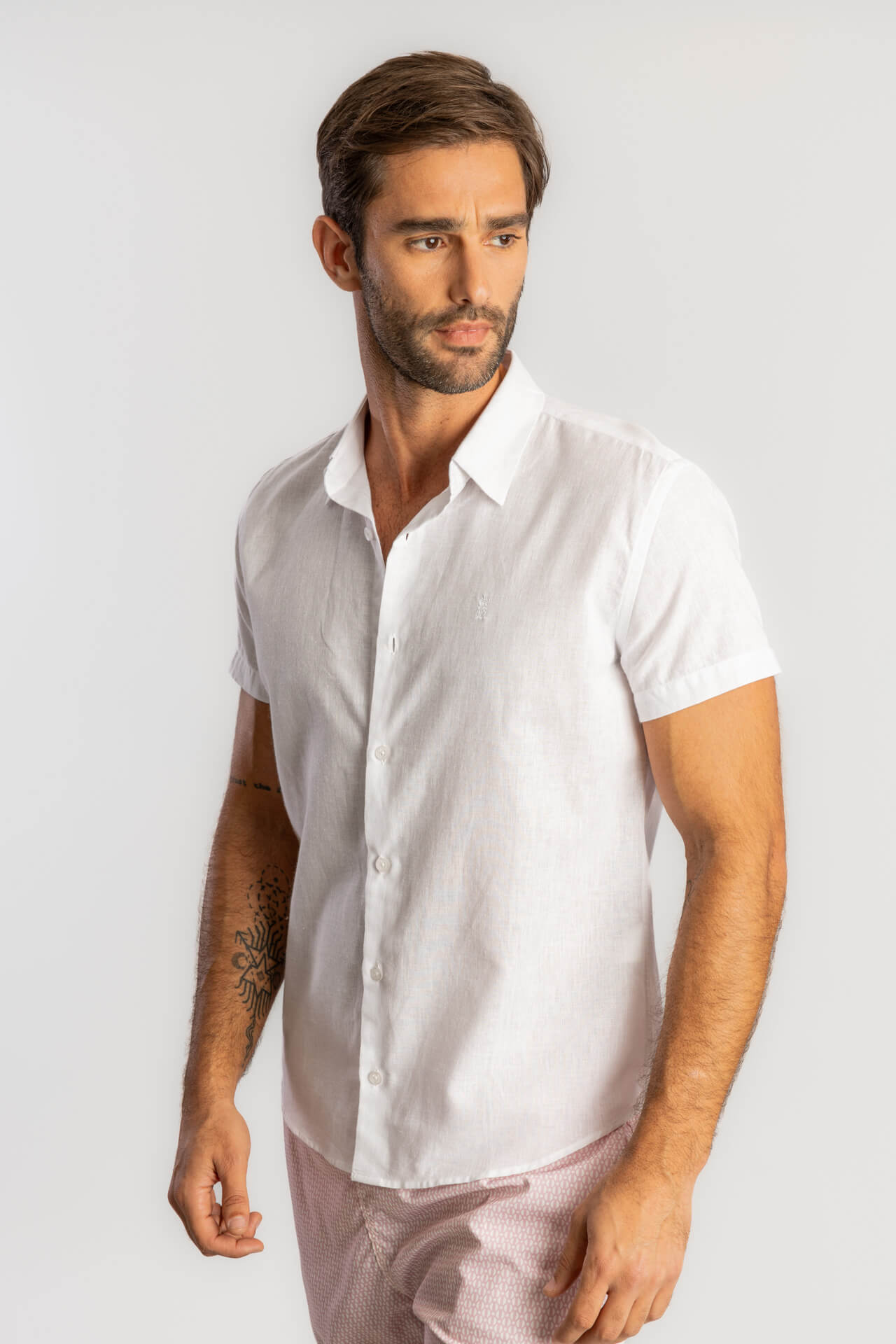 Camisa Manga Curta Linho W25 - Branco