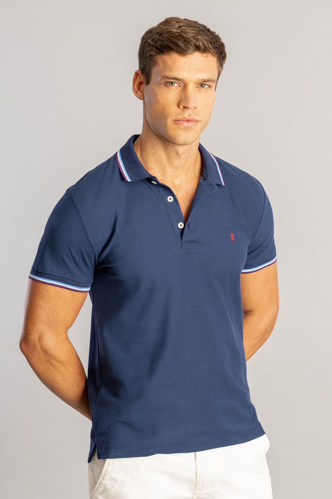 Camisa Polo Frisos Tricolor S26 - Marinho