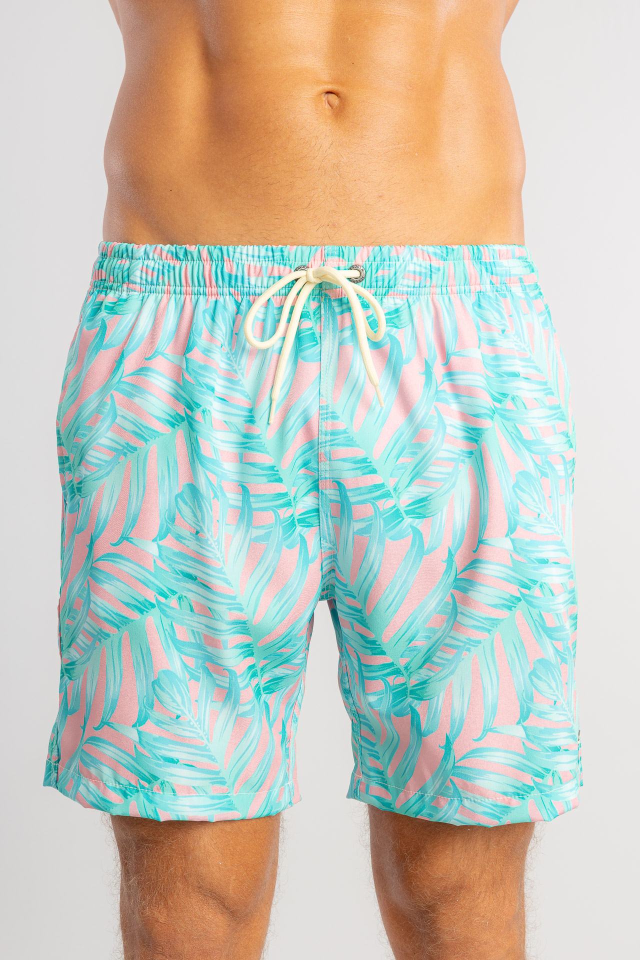 Shorts Praia Folhagem Contraste W26 - Rosa