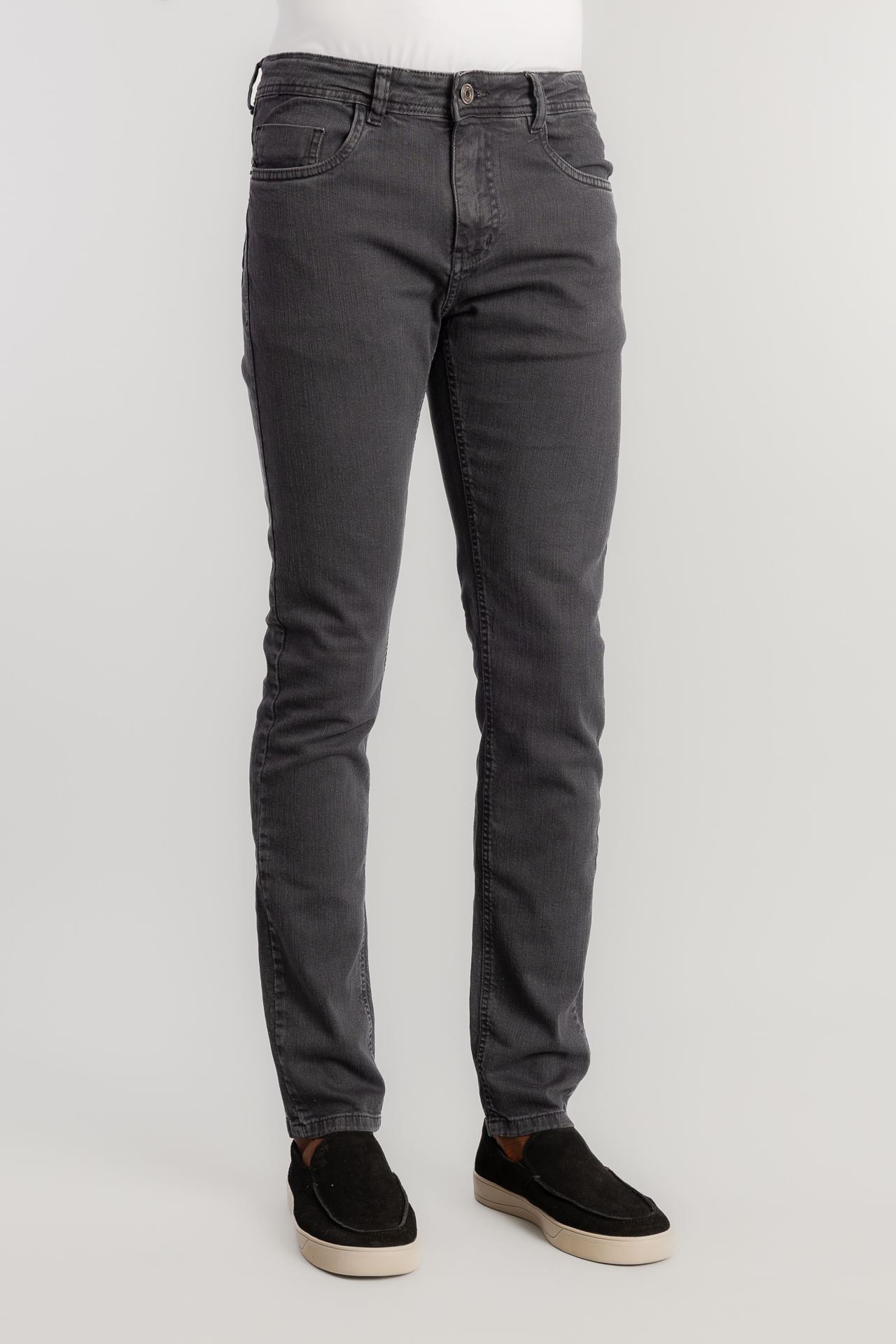 Calça Jeans Slim Colors W26 - Chumbo