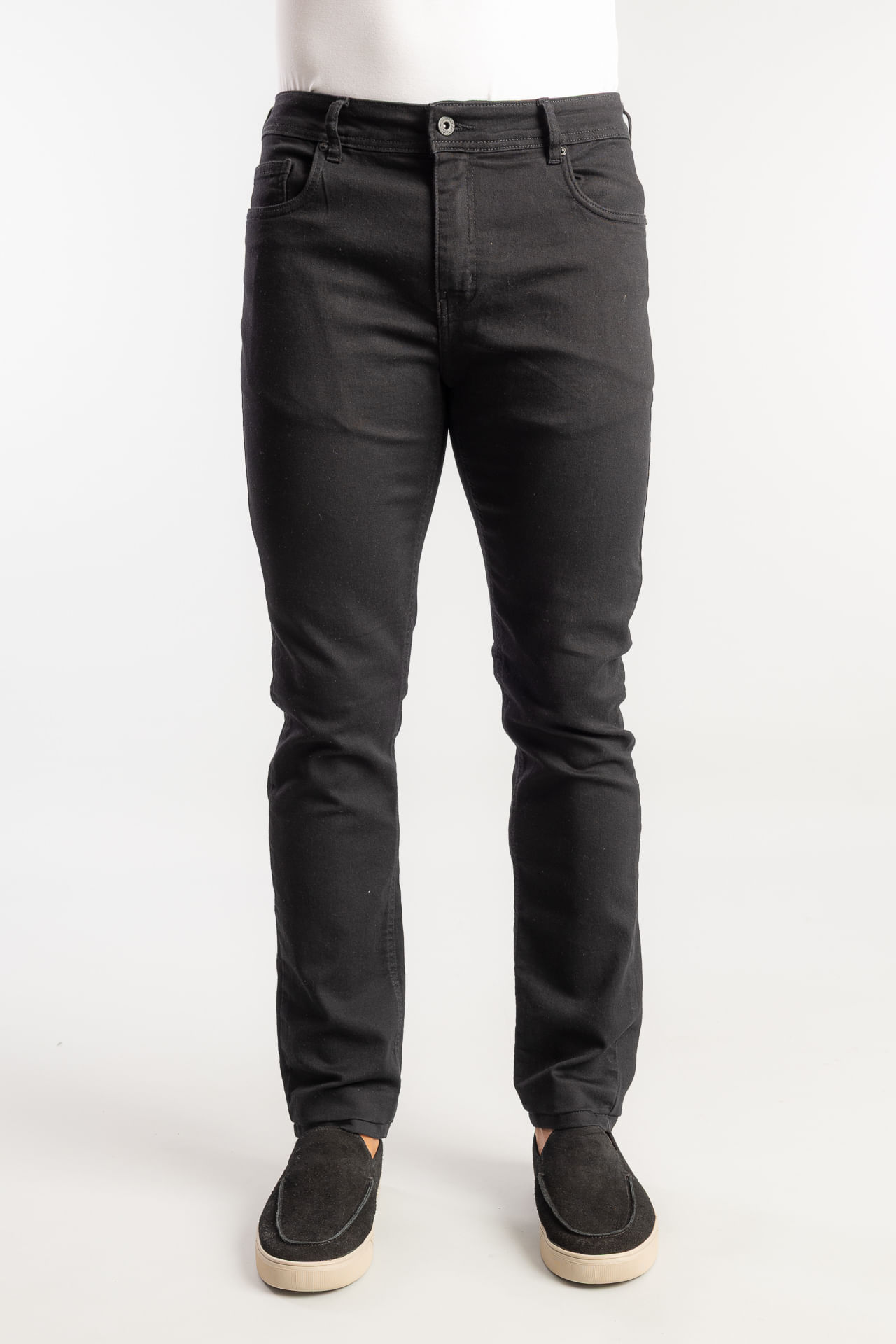 Calça Jeans Slim All Black W26 - Preto