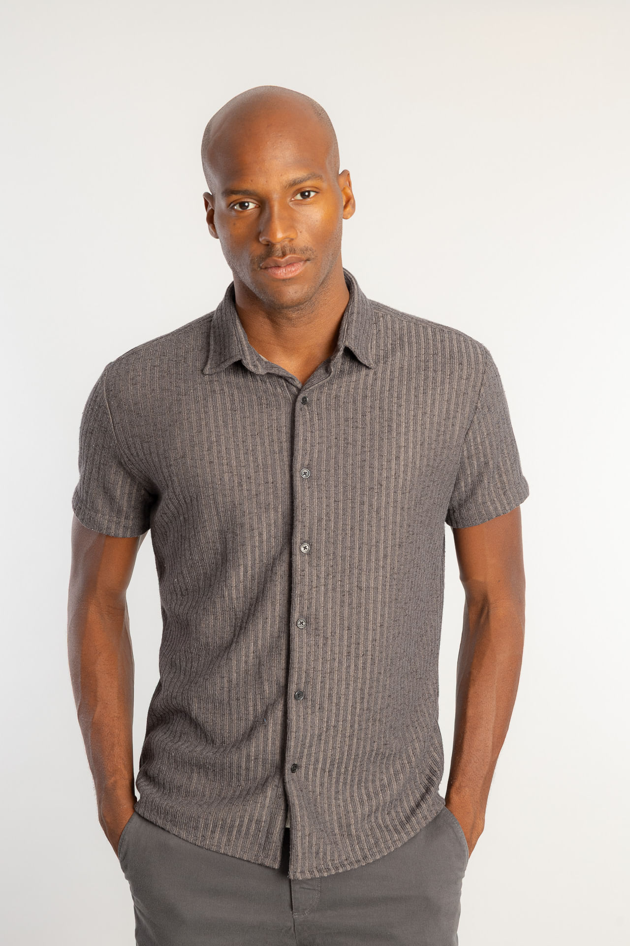 Camisa Tricot Canelado W26 - Chumbo