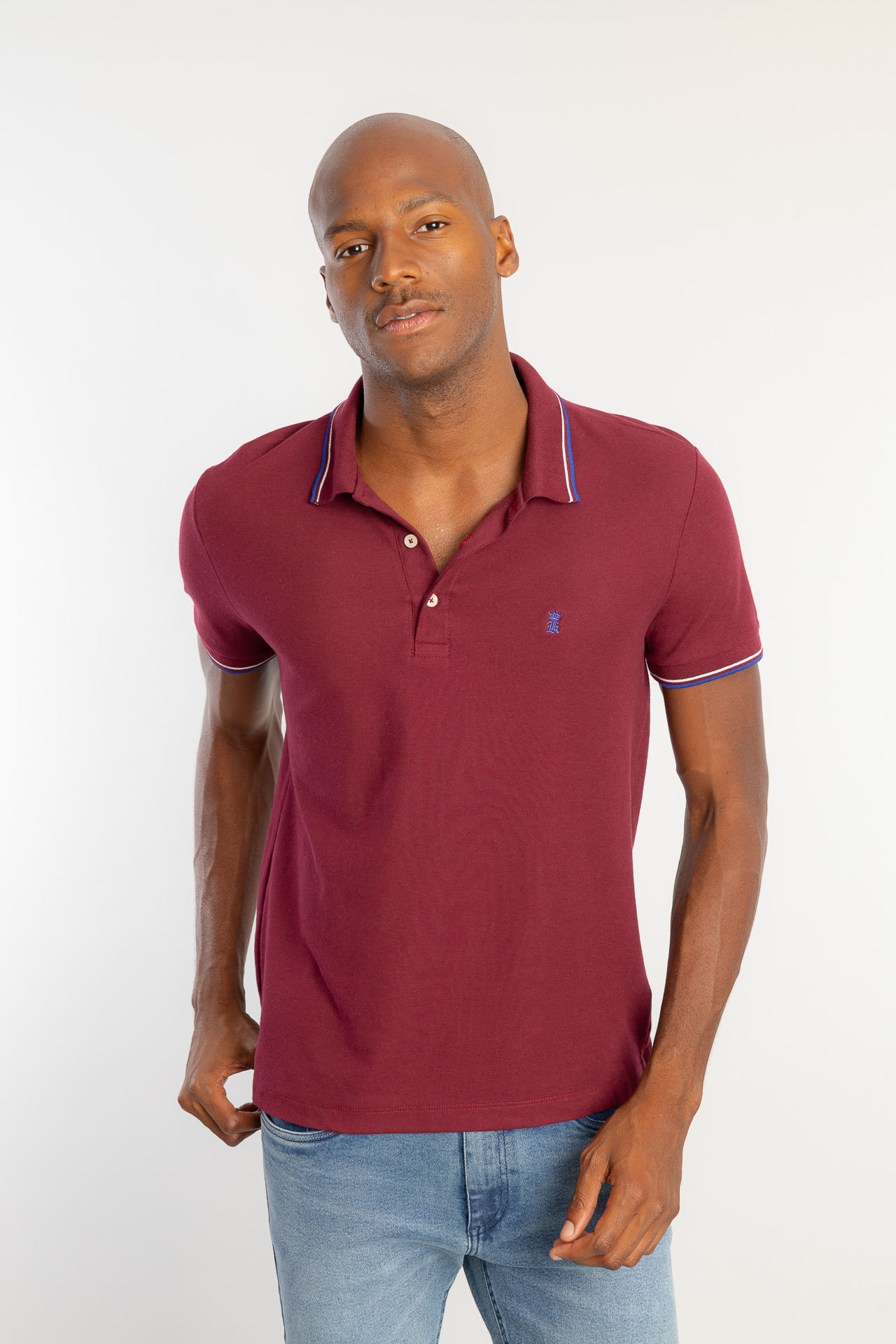 Camisa Polo Frisos Tricolor W26 - Bordo