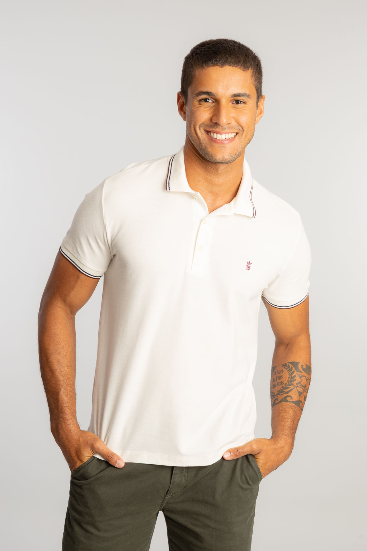 Camisa Polo Frisos Tricolor W26 - Off White