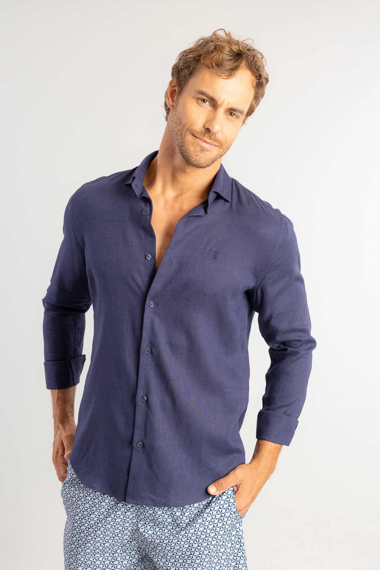 Camisa Linho W26 - Marinho