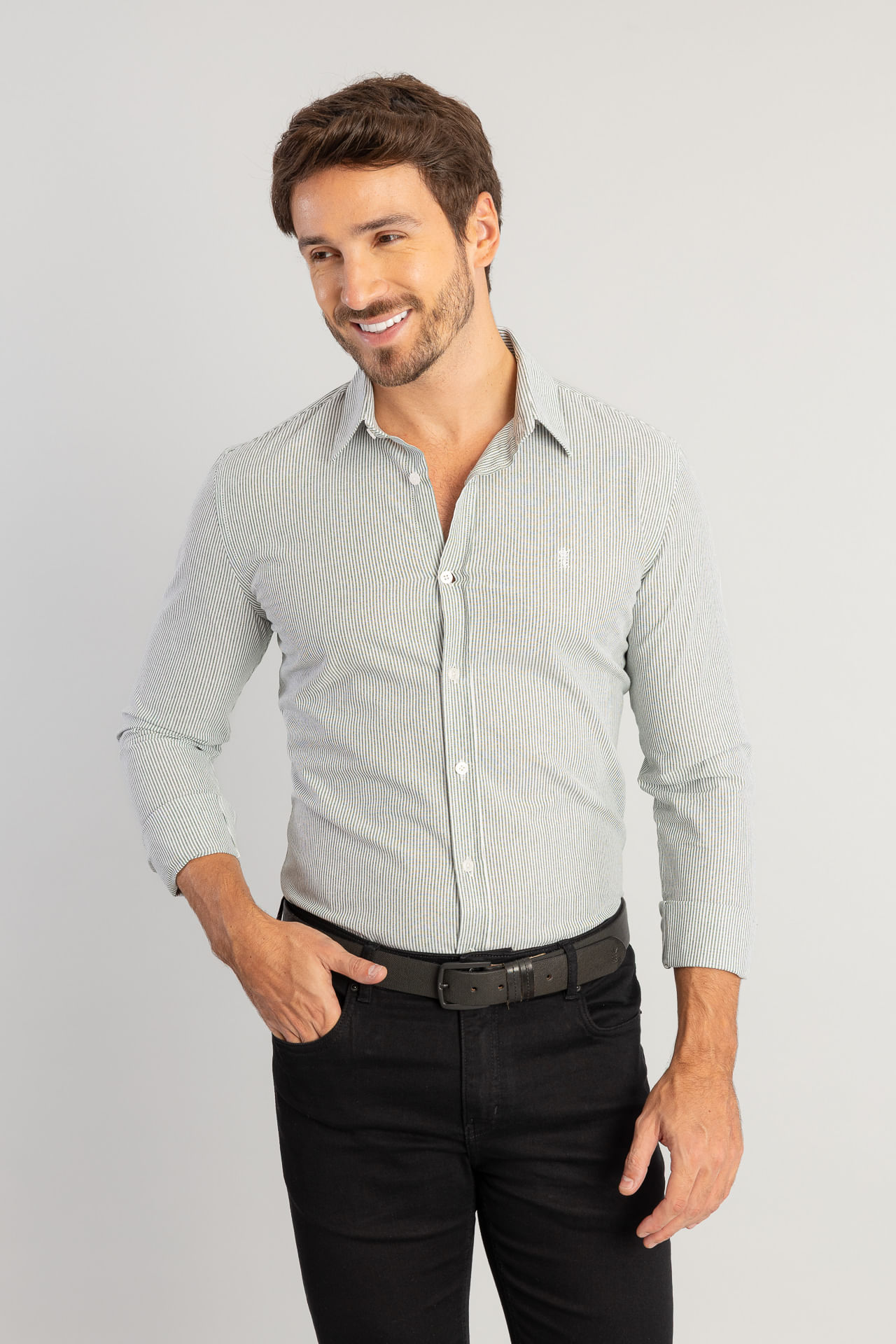 Camisa Oxford Mini Listras W26 - Verde