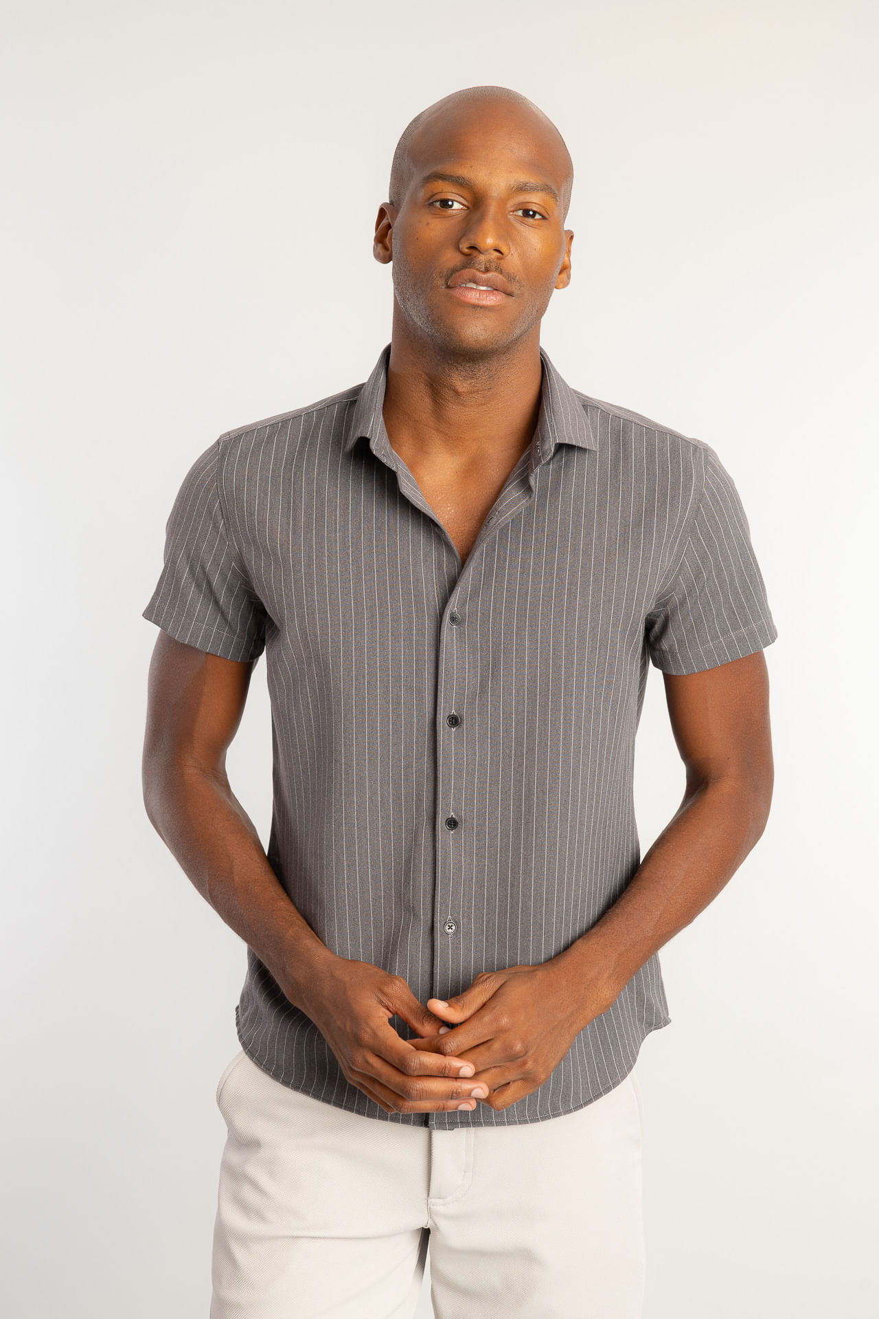 Camisa Risca De Giz W26 - Mescla Escuro
