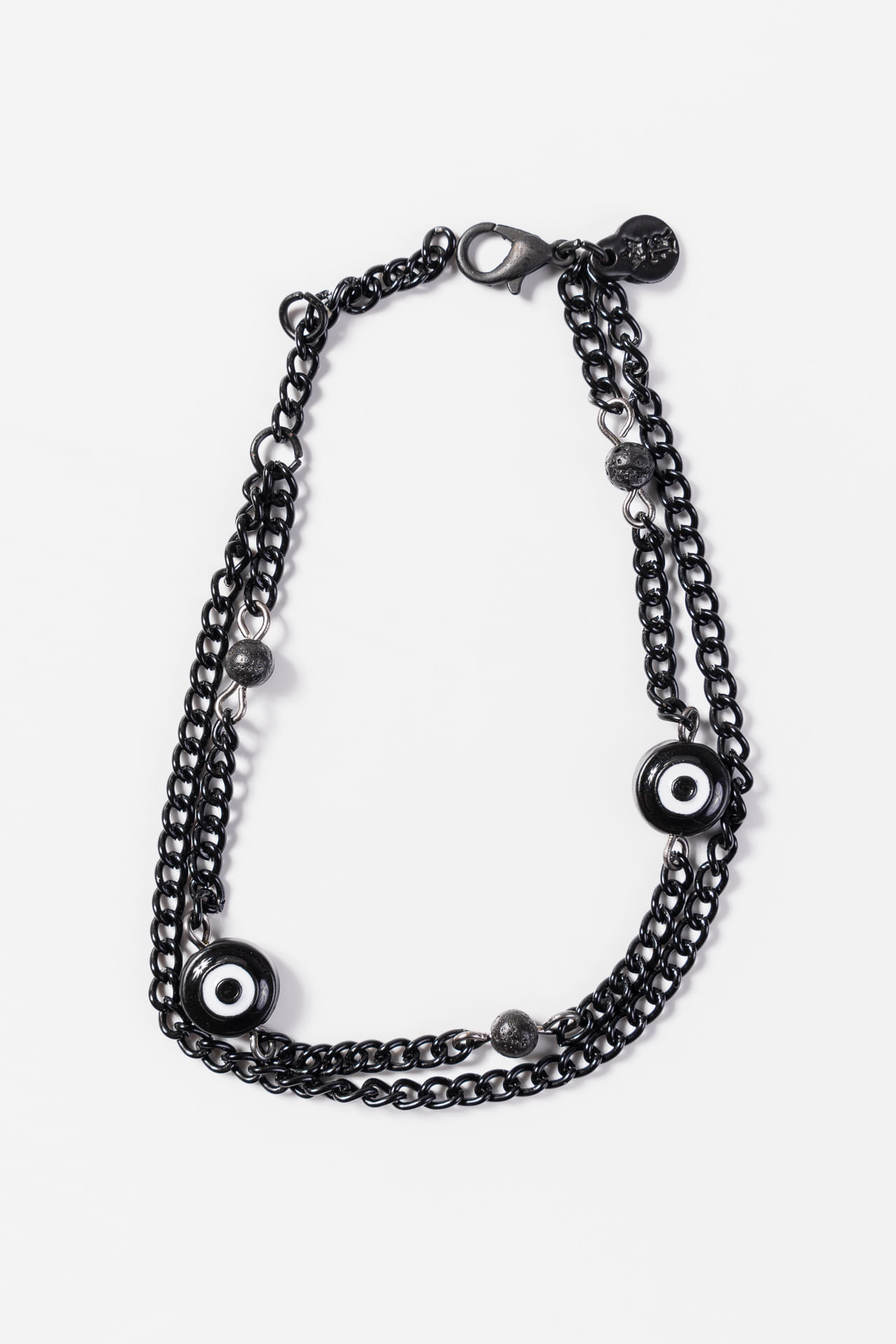 Pulseira Corrente Dupla Olho Grego S26 - Preto