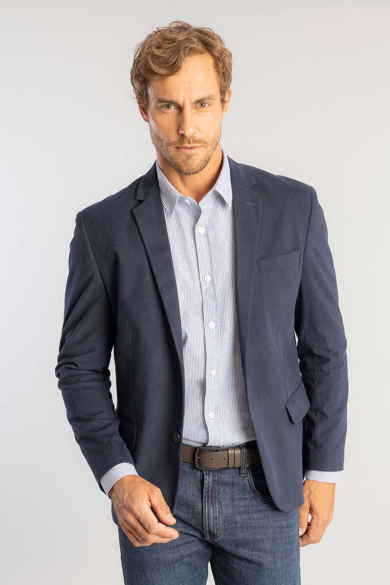 Blazer Veludo Cotelê W26 - Marinho