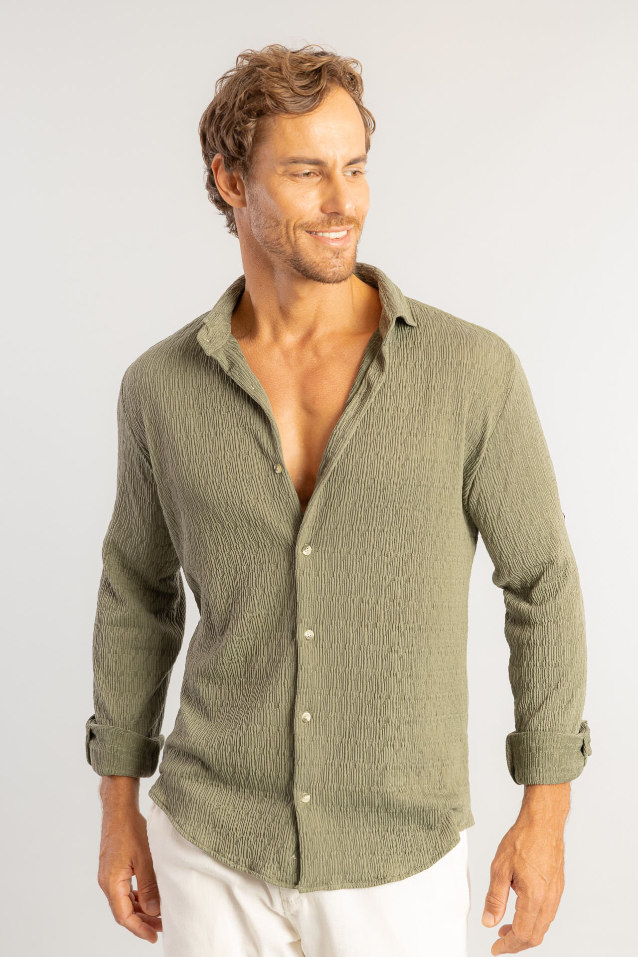 Camisa Malha Relevo W26 - Verde Musgo