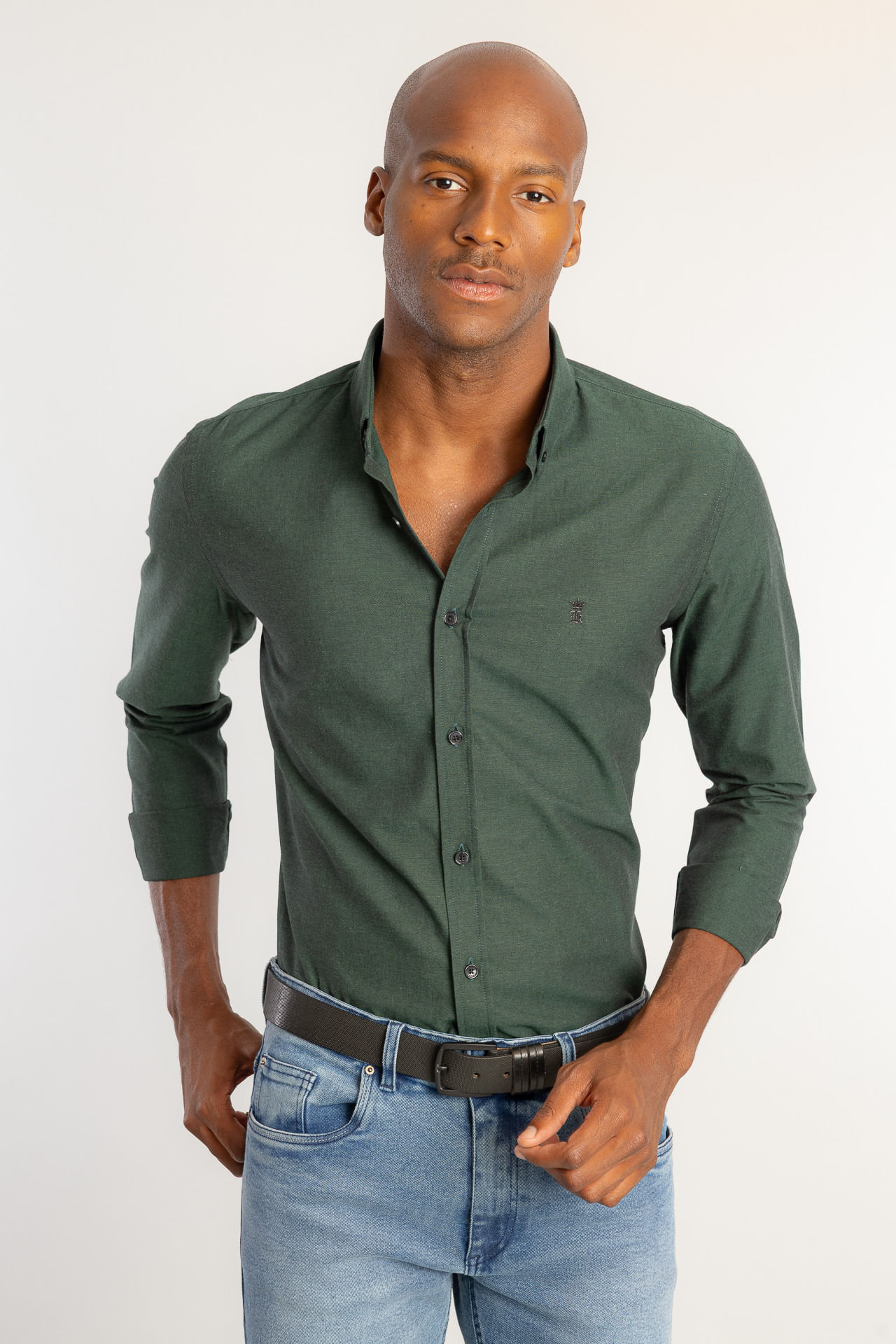 Camisa Oxford Button Dowm W26 - Verde Militar