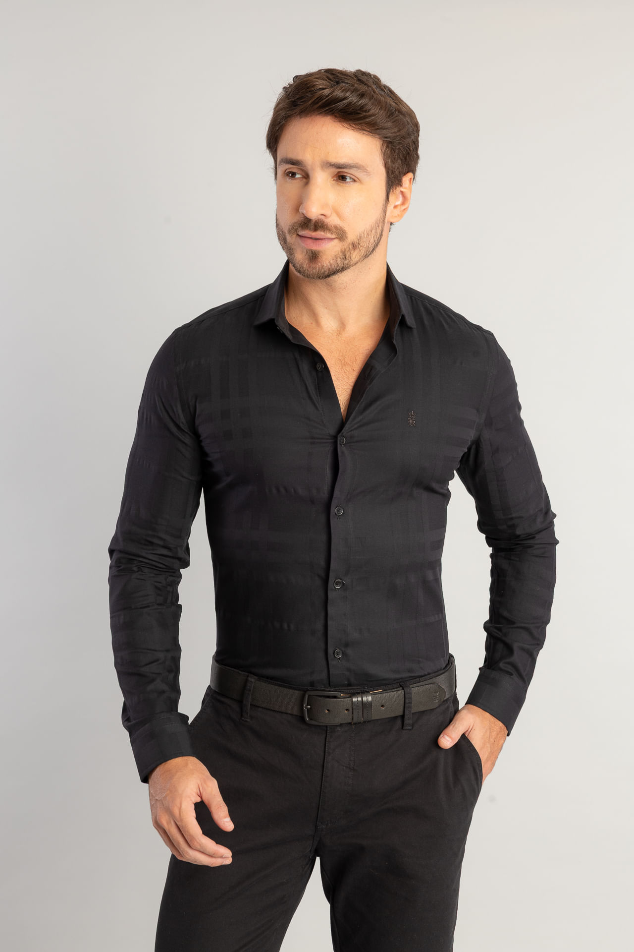 Camisa Maquineta Big Xadrez W26 - Preto