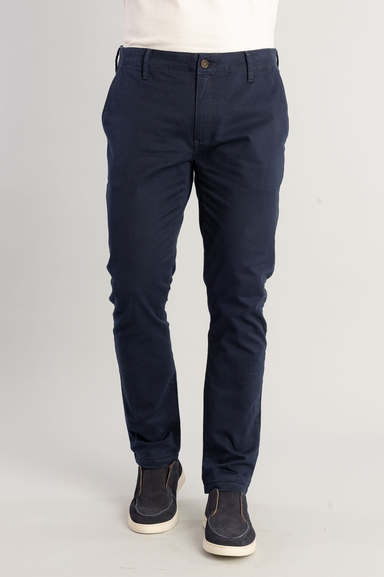 Calça Chino Sarja Elastano W26 - Marinho
