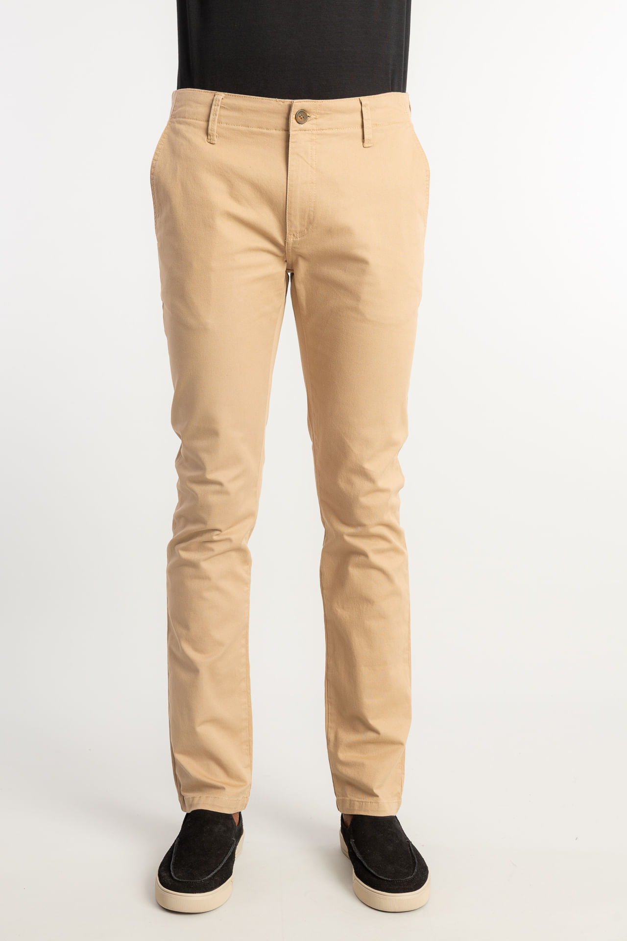 Calça Chino Sarja Elastano W26 - Caqui