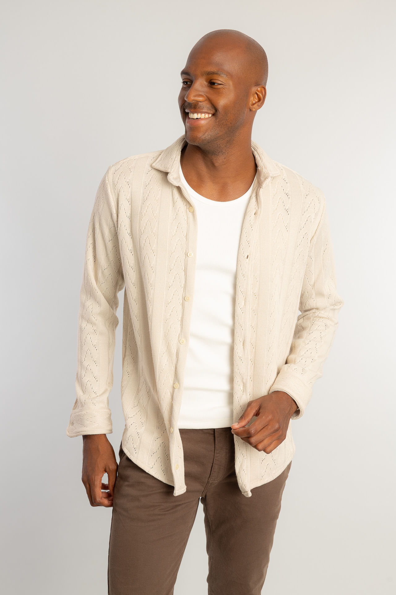 Camisa Overshirt Malha Tricot W26 - Off White