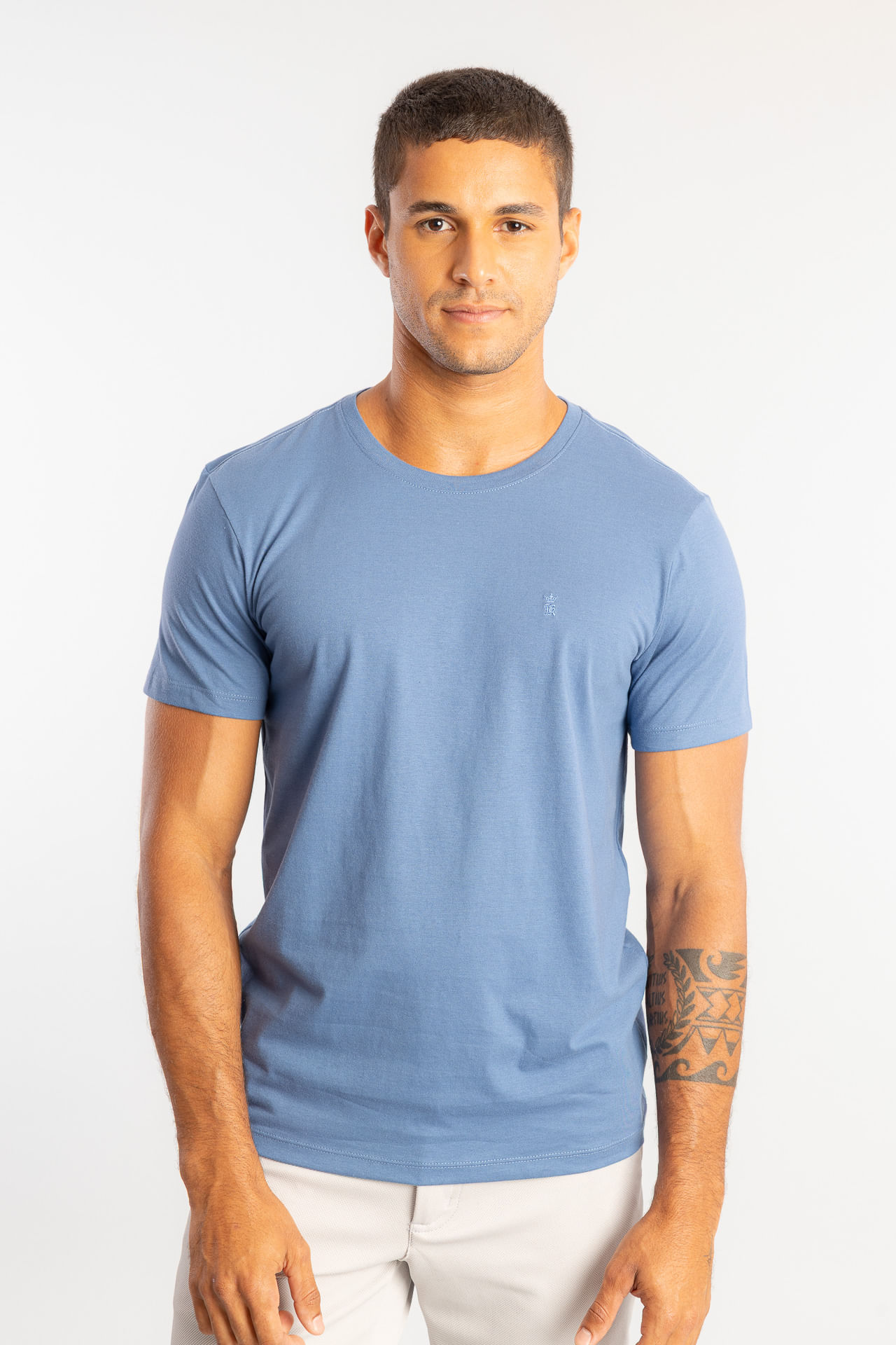Camiseta De Algodão Gola Careca W26 - Azul Indigo