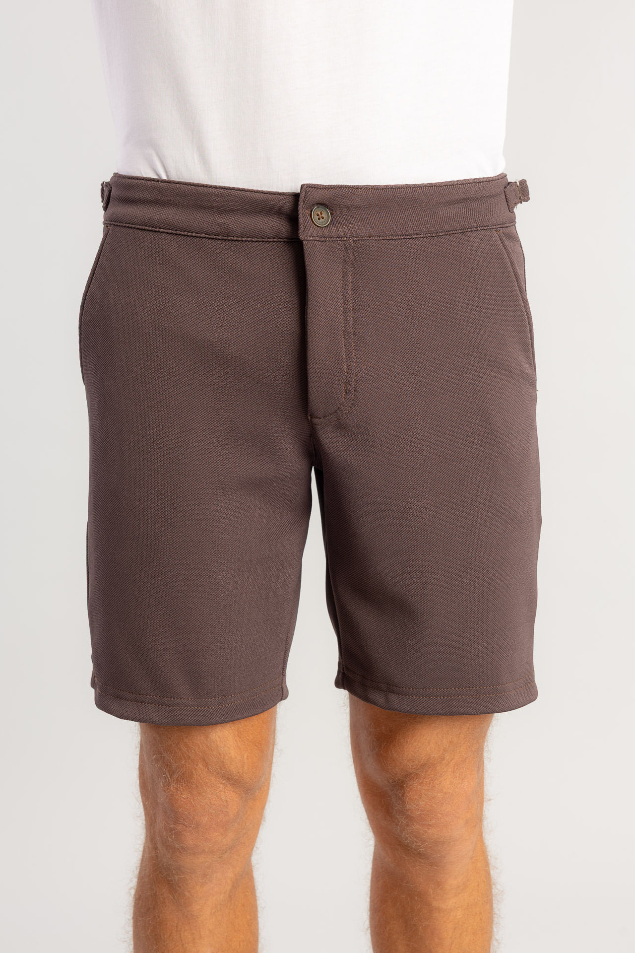 Bermuda Malha Fivela Lateral W26 - Marrom