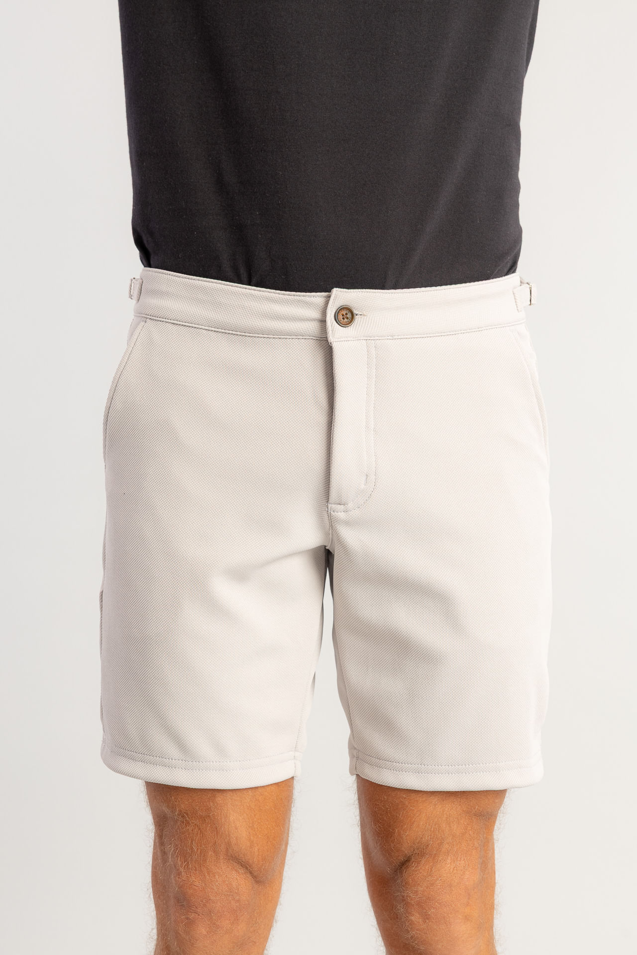 Bermuda Malha Fivela Lateral W26 - Cinza