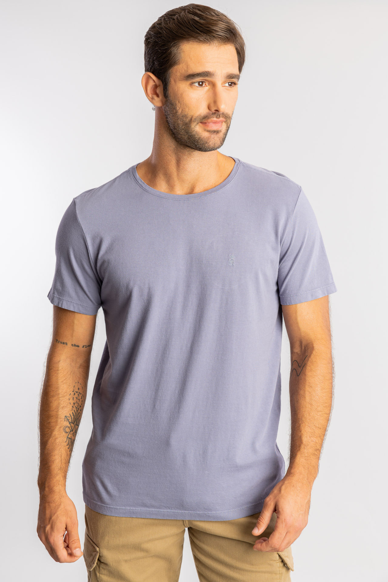 Camiseta Básica Gola Careca W25 - Azul Indigo