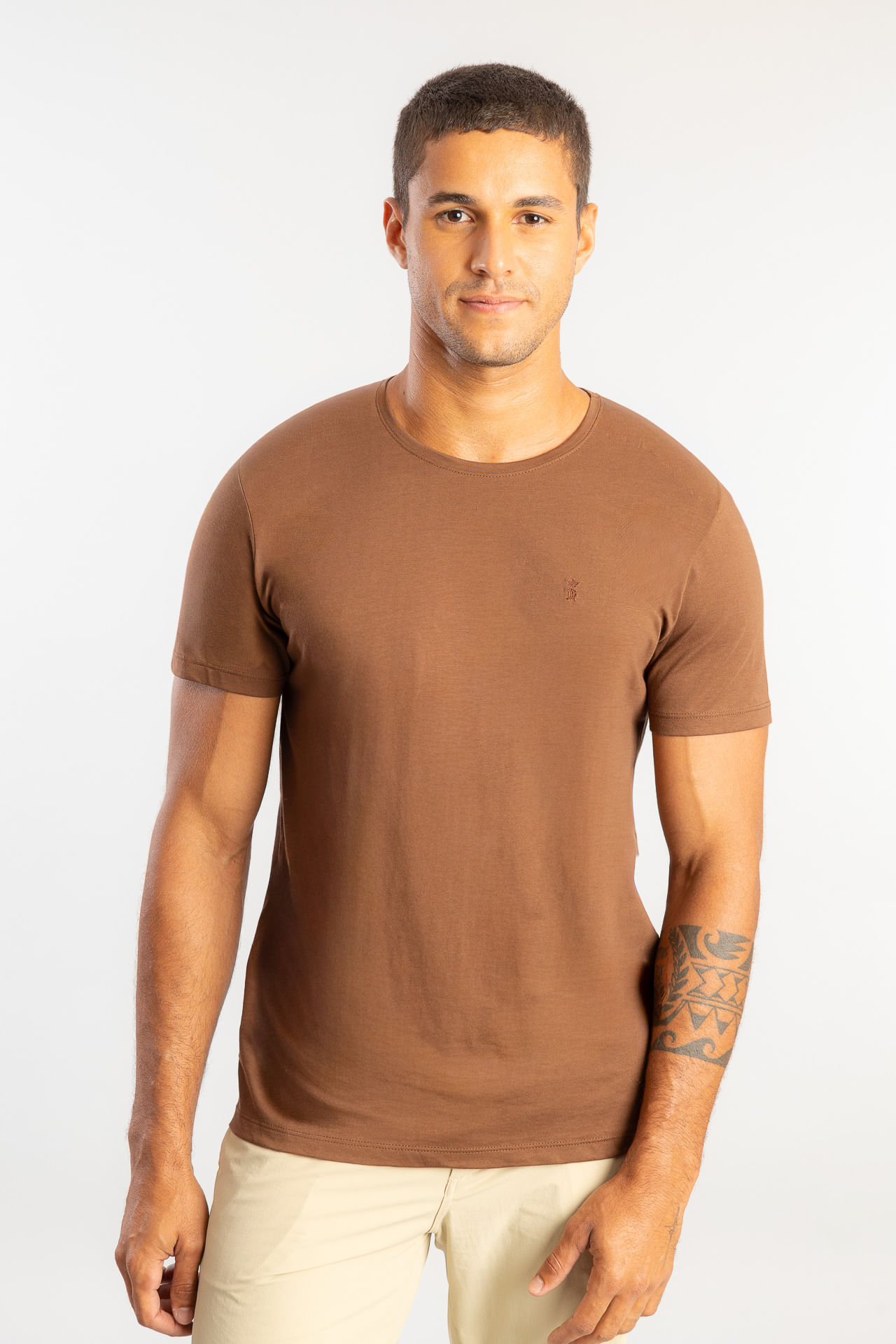 Camiseta Pima Gola Careca W26 - Café